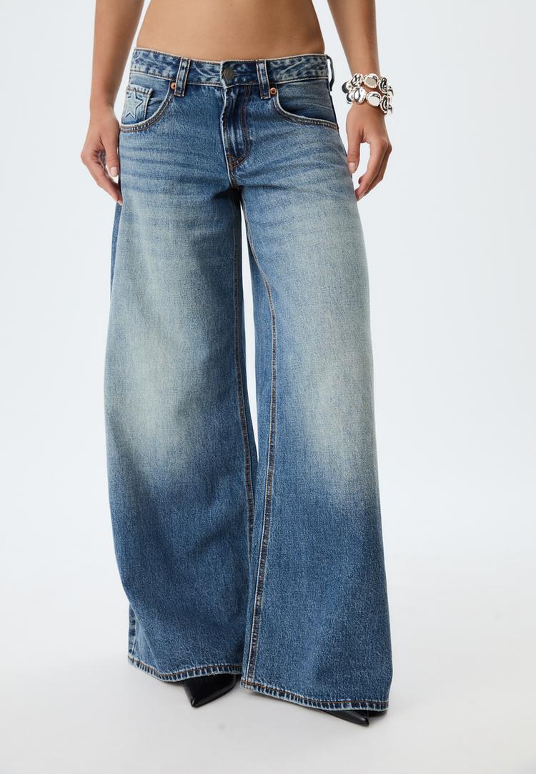 jeans low waist wide leg estrellas