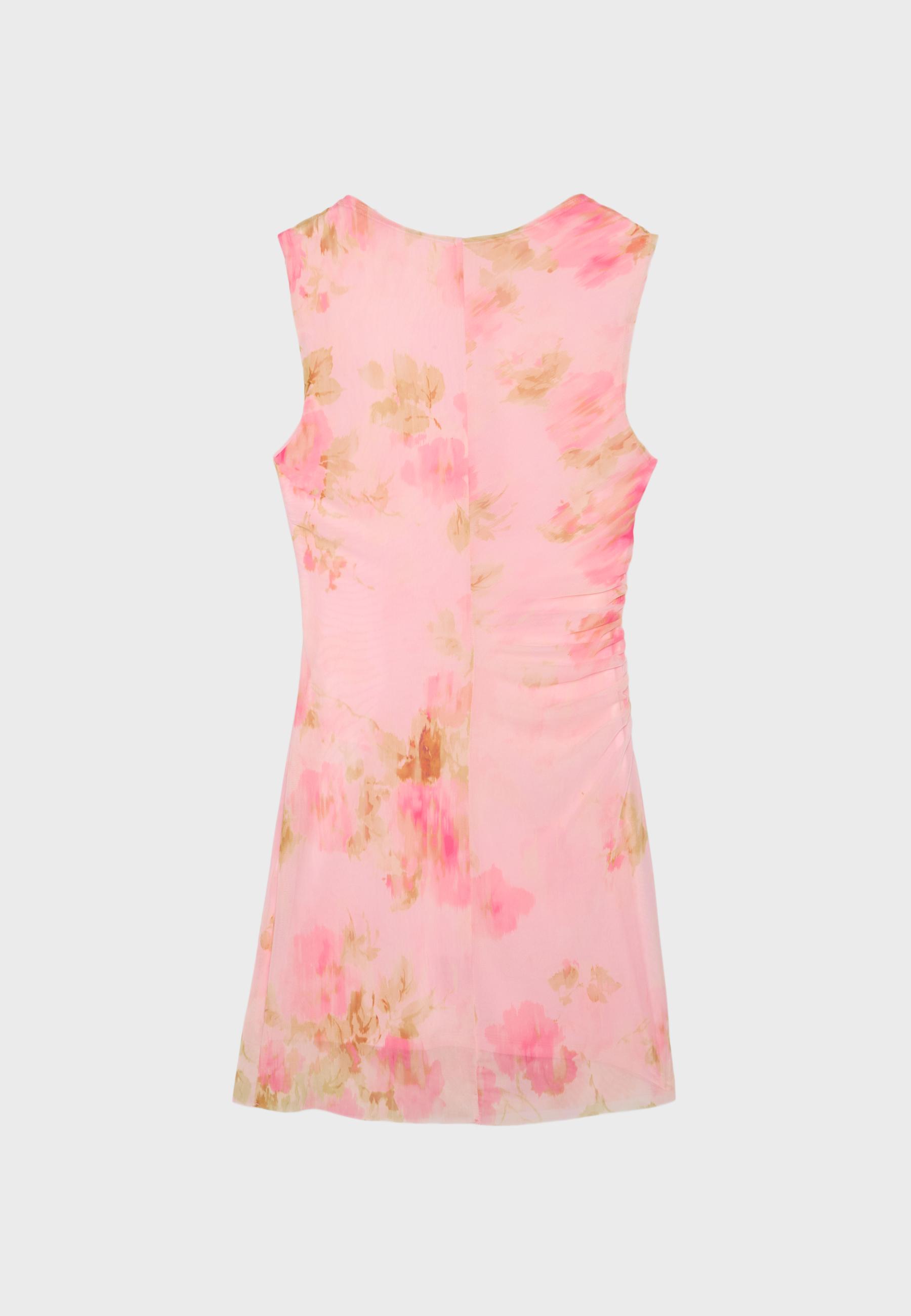Fitted floral print dress — Pastel pink