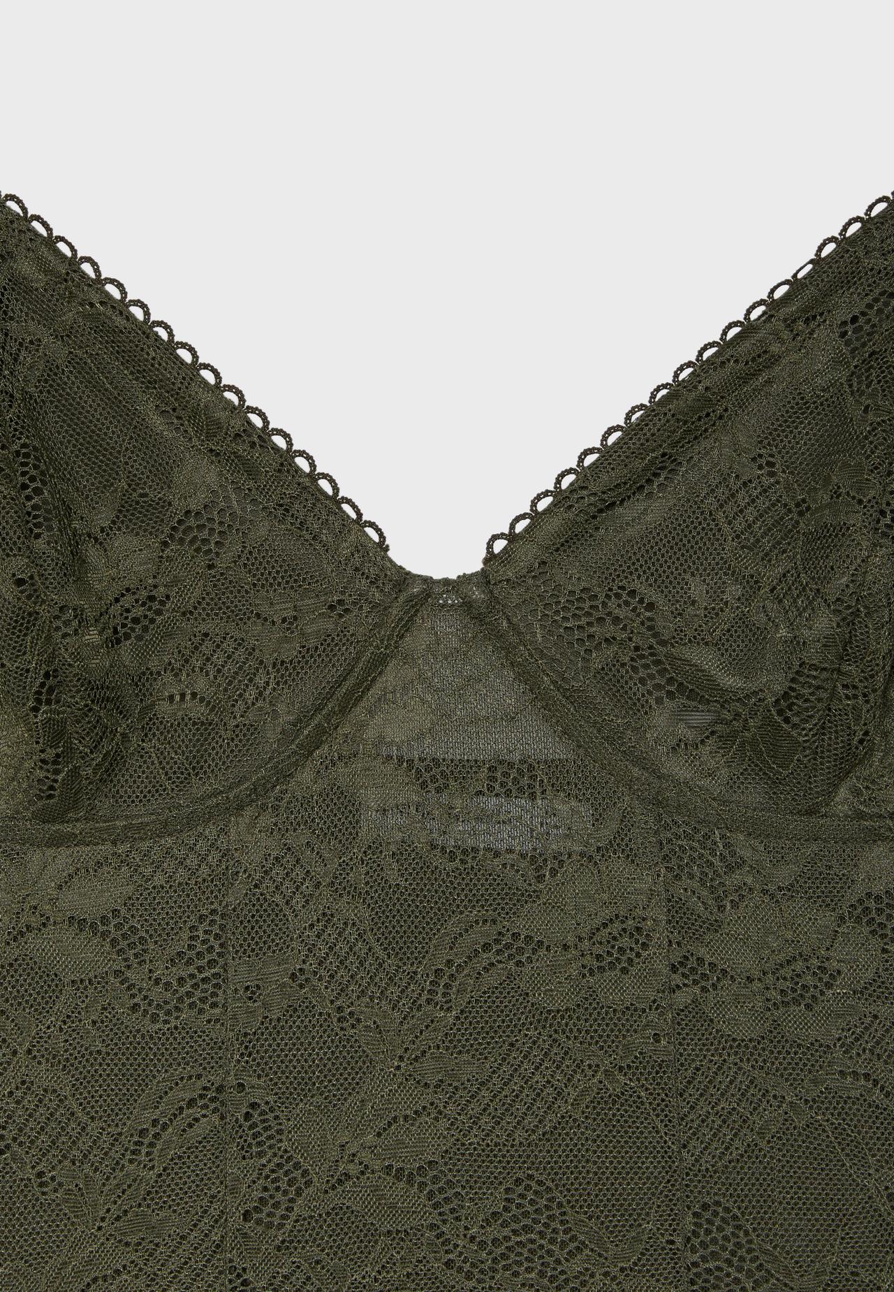 Lace strap bodysuit — Olive green