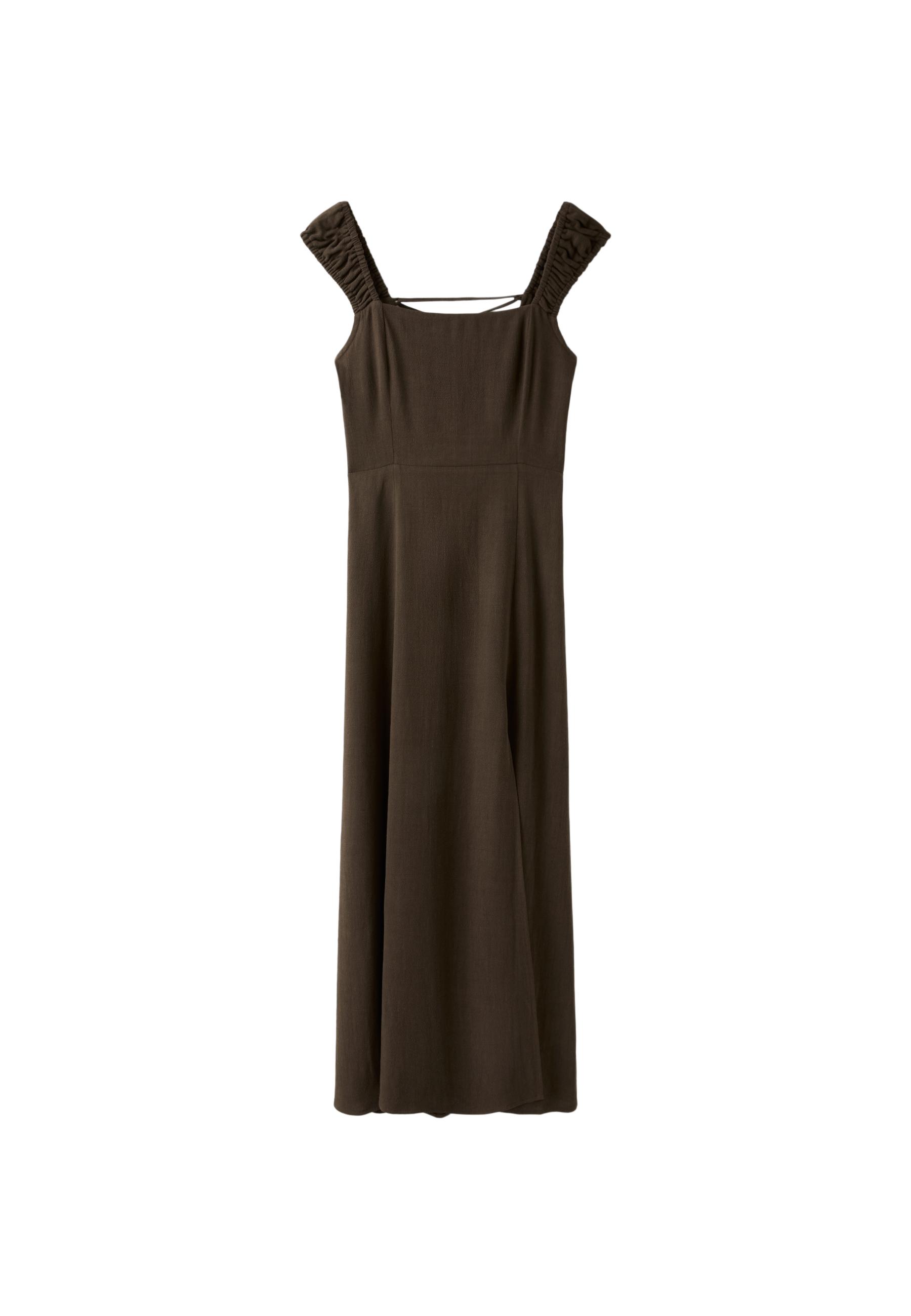 Midi dress with tie-back — Brown