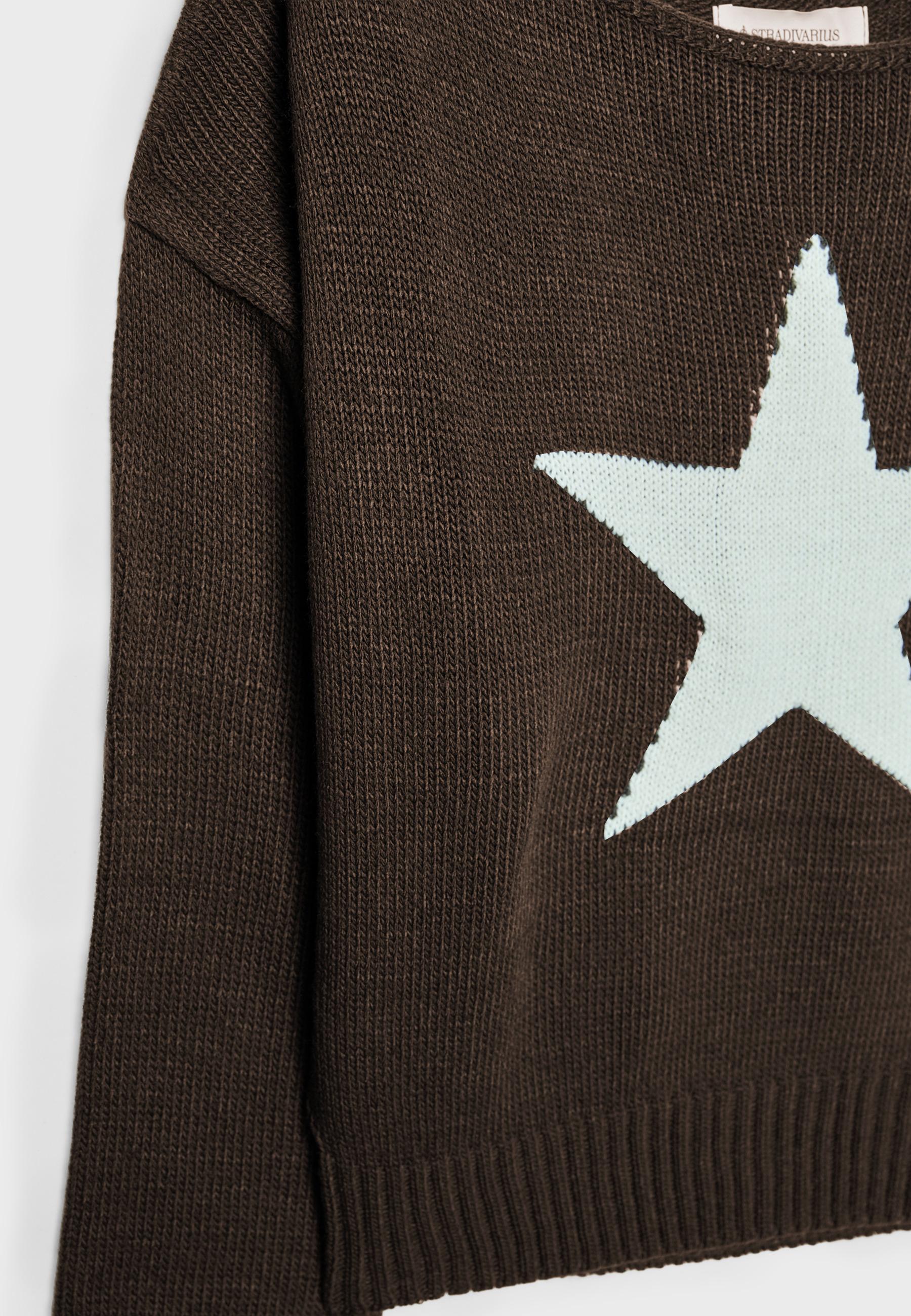 Asymmetric star knit jumper — Brown