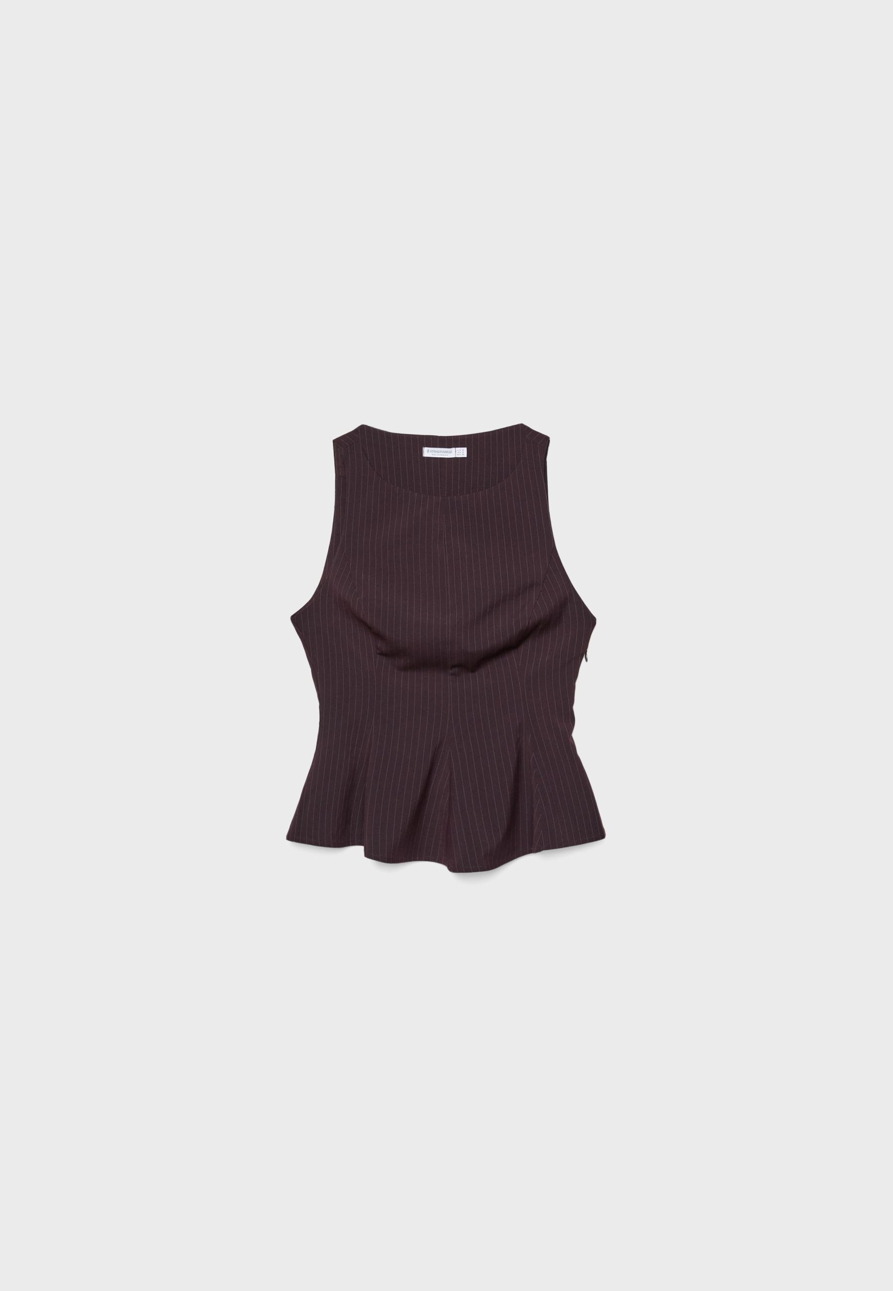 Striped sleeveless peplum top - Women's fashion