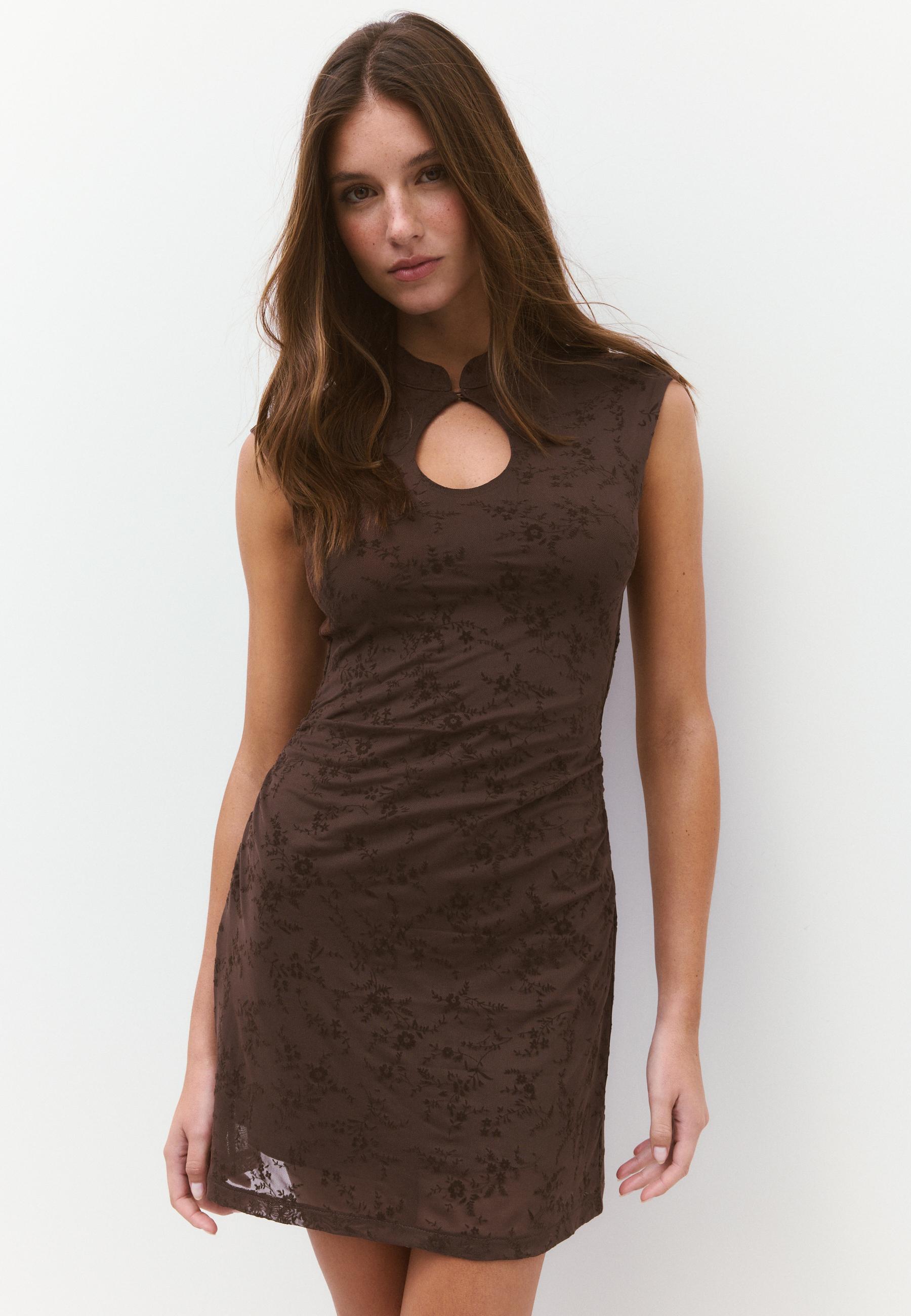 Short qipao style dress — Brown