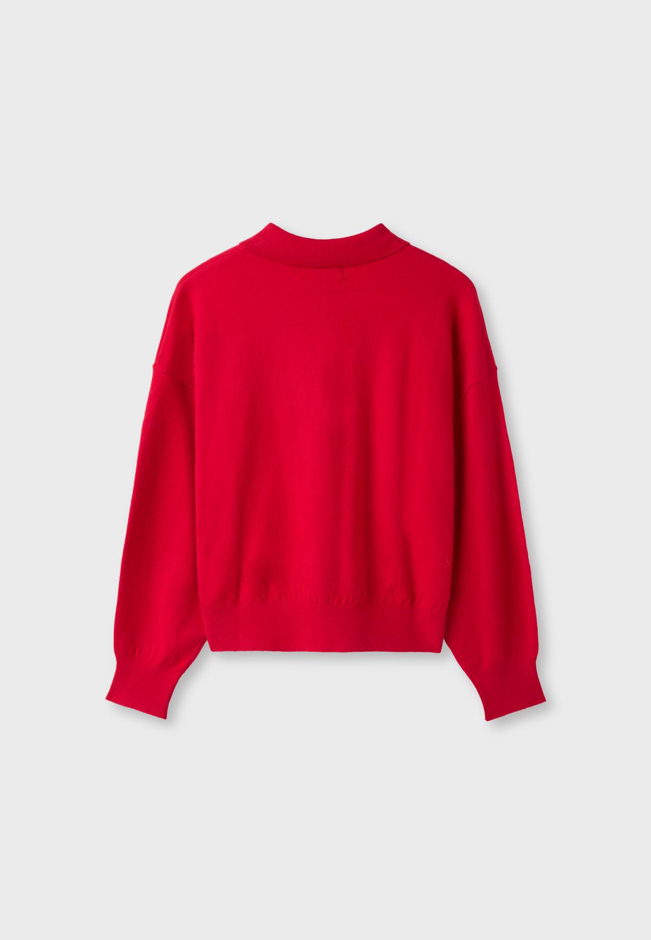 Polo collar knit jumper — Red