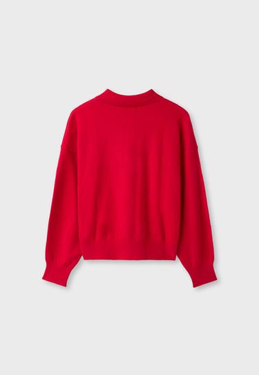 Polo collar knit jumper — Red 8