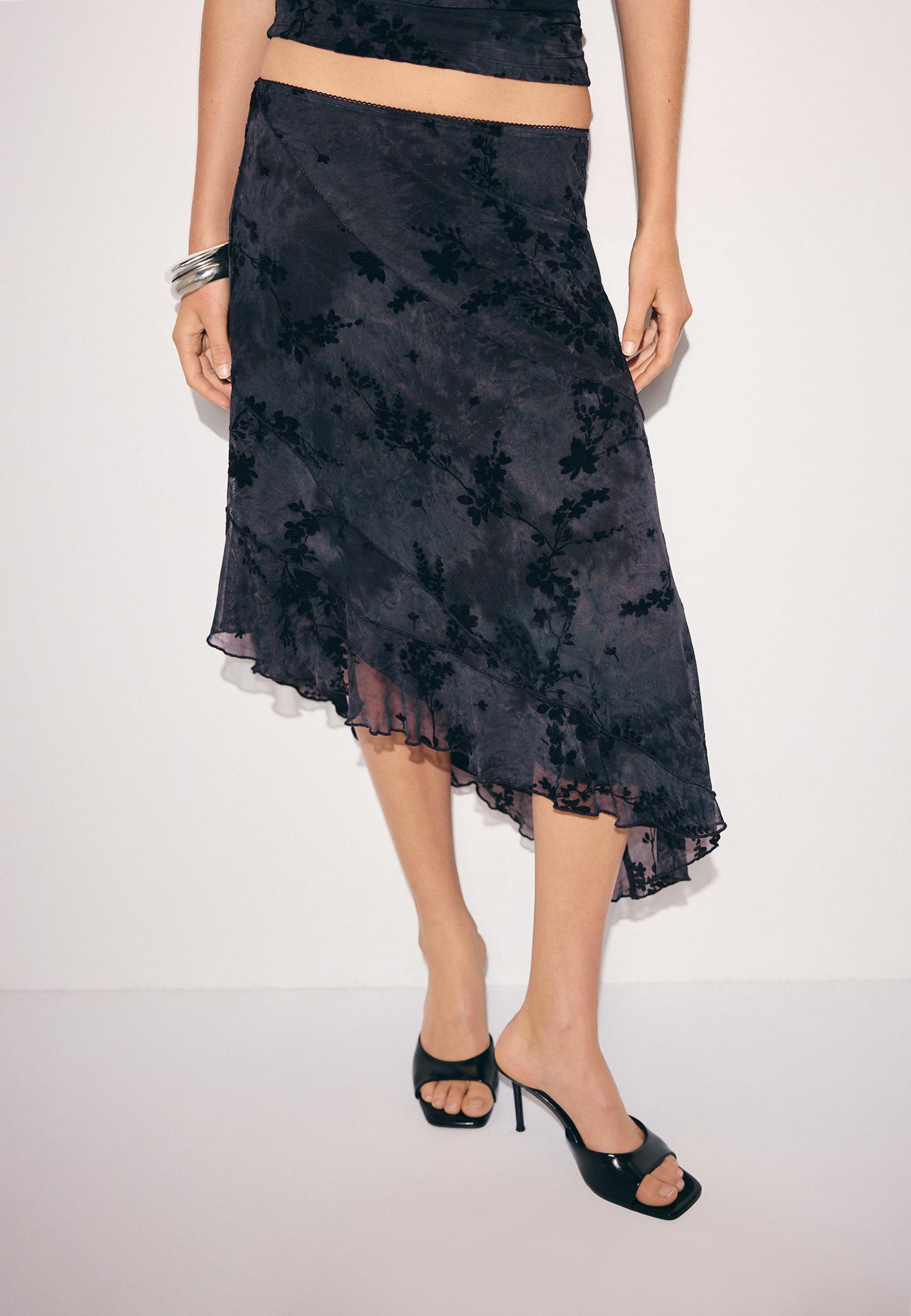 Asymmetric tulle skirt — Dark grey