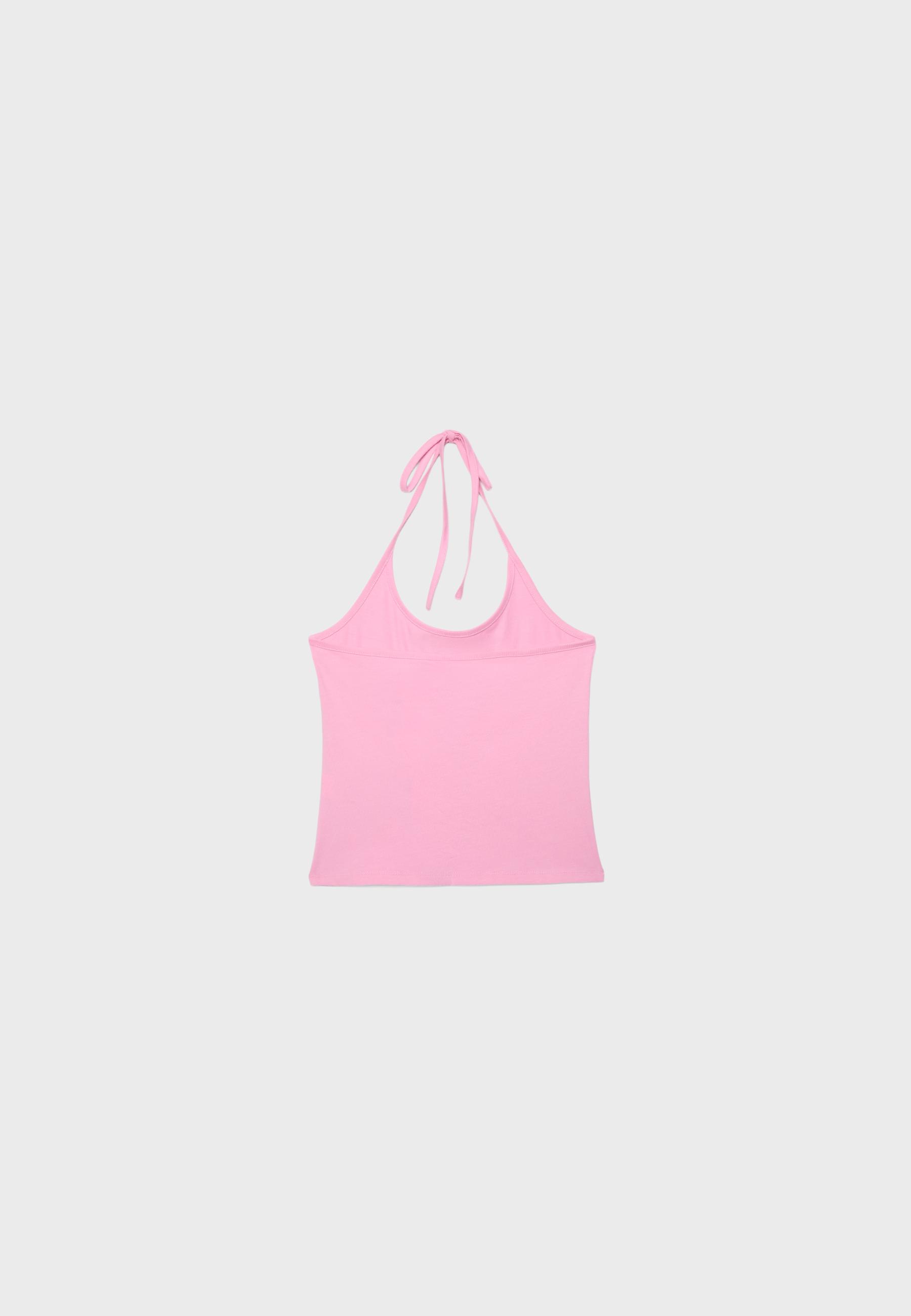 Knit halter top — Bubblegum pink