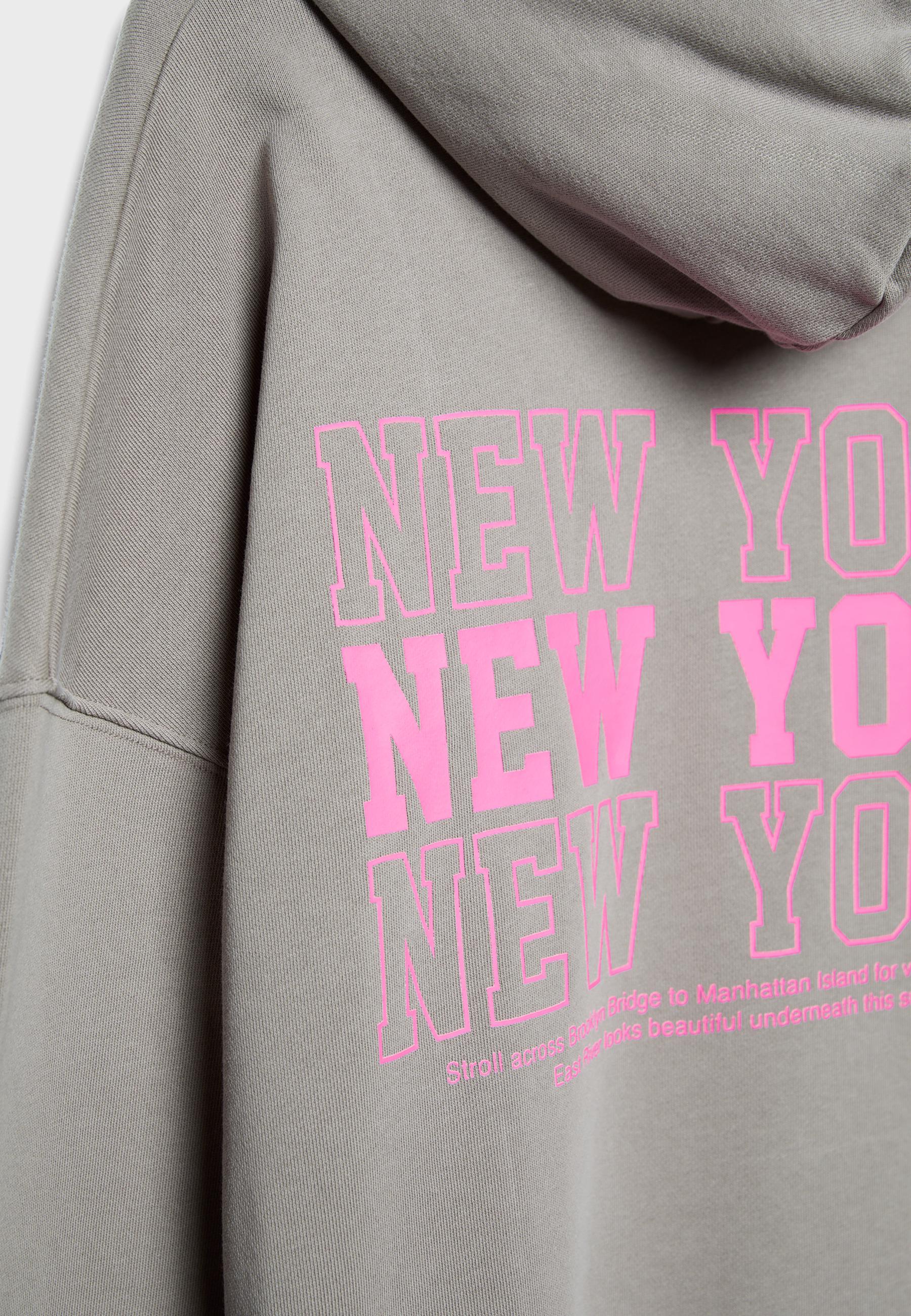 Positional washed-effect hood sweatshirt — Beige