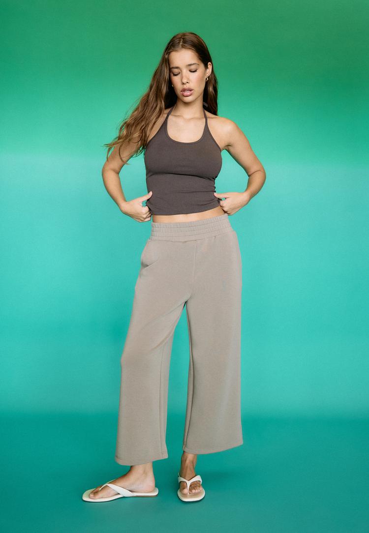 Stradivarius Παντελόνι Culotte Με Απαλή Υφή 0-428 Xl