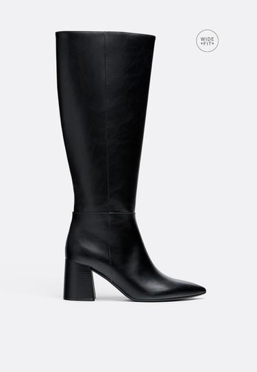 wide-leg. Tall block-heel boots — BLACK  1