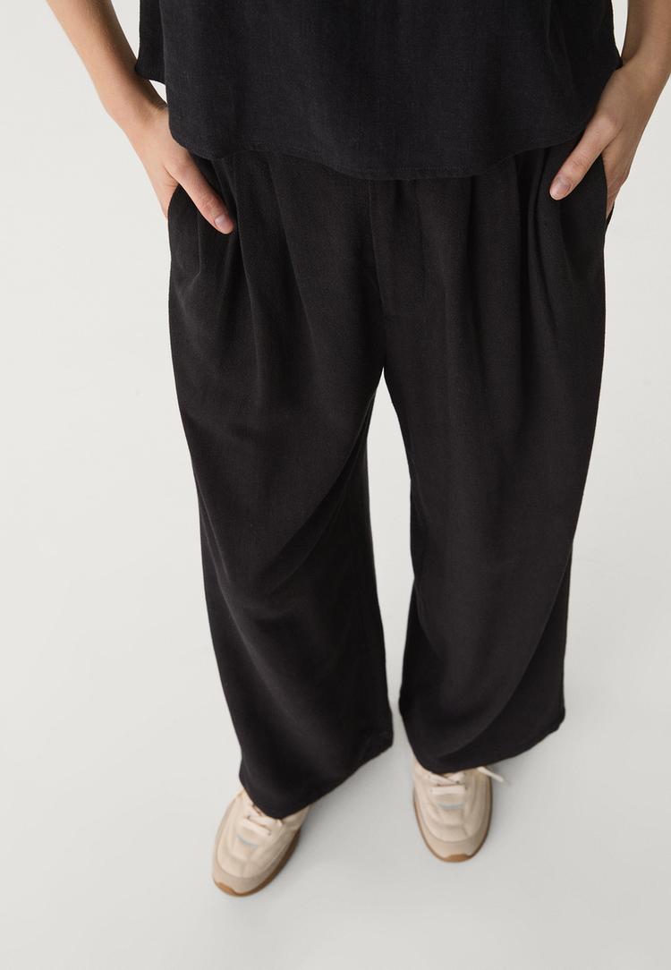 Keten karışımlı culotte pantolon_4