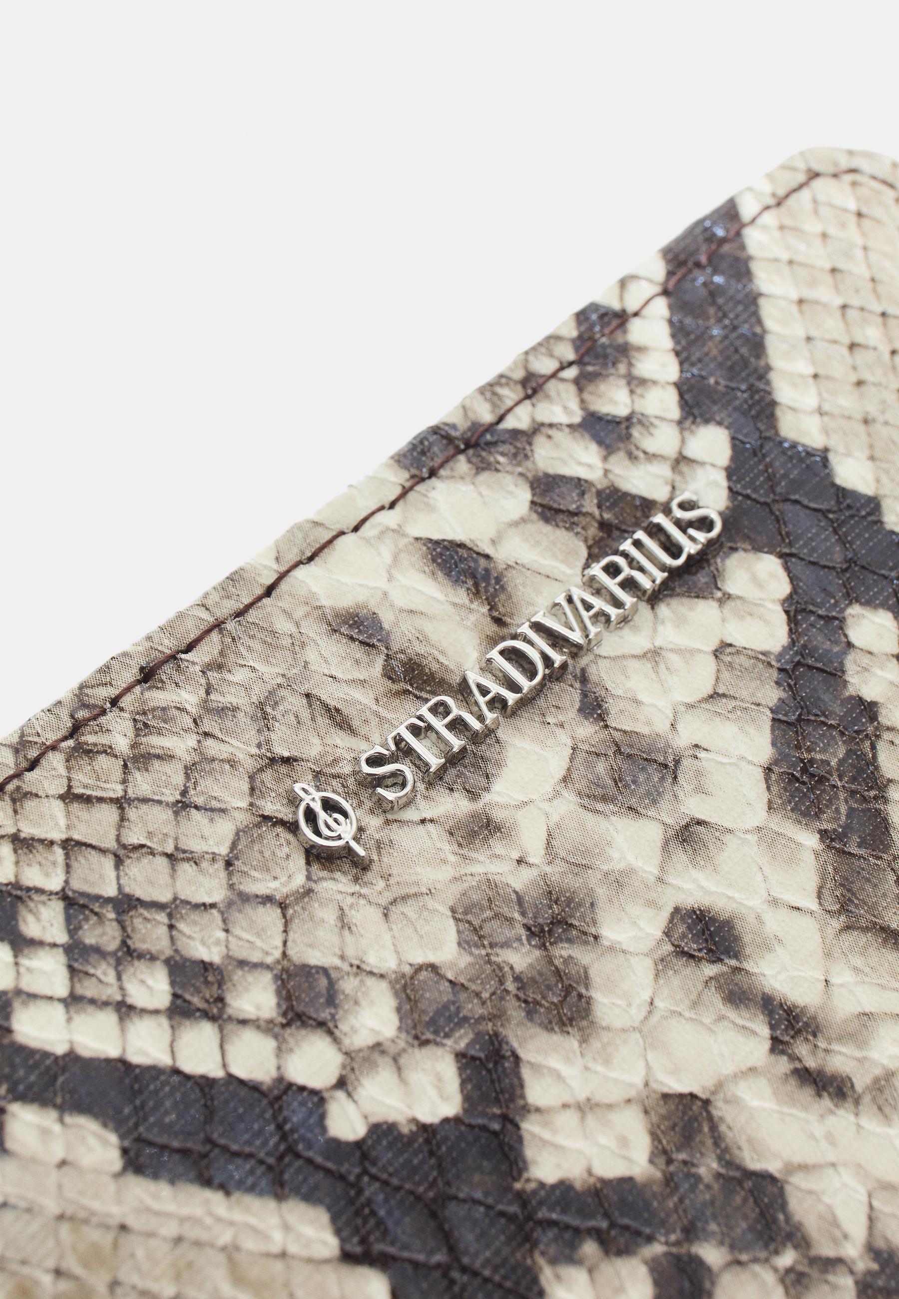 Snakeskin print card holder purse — Stone