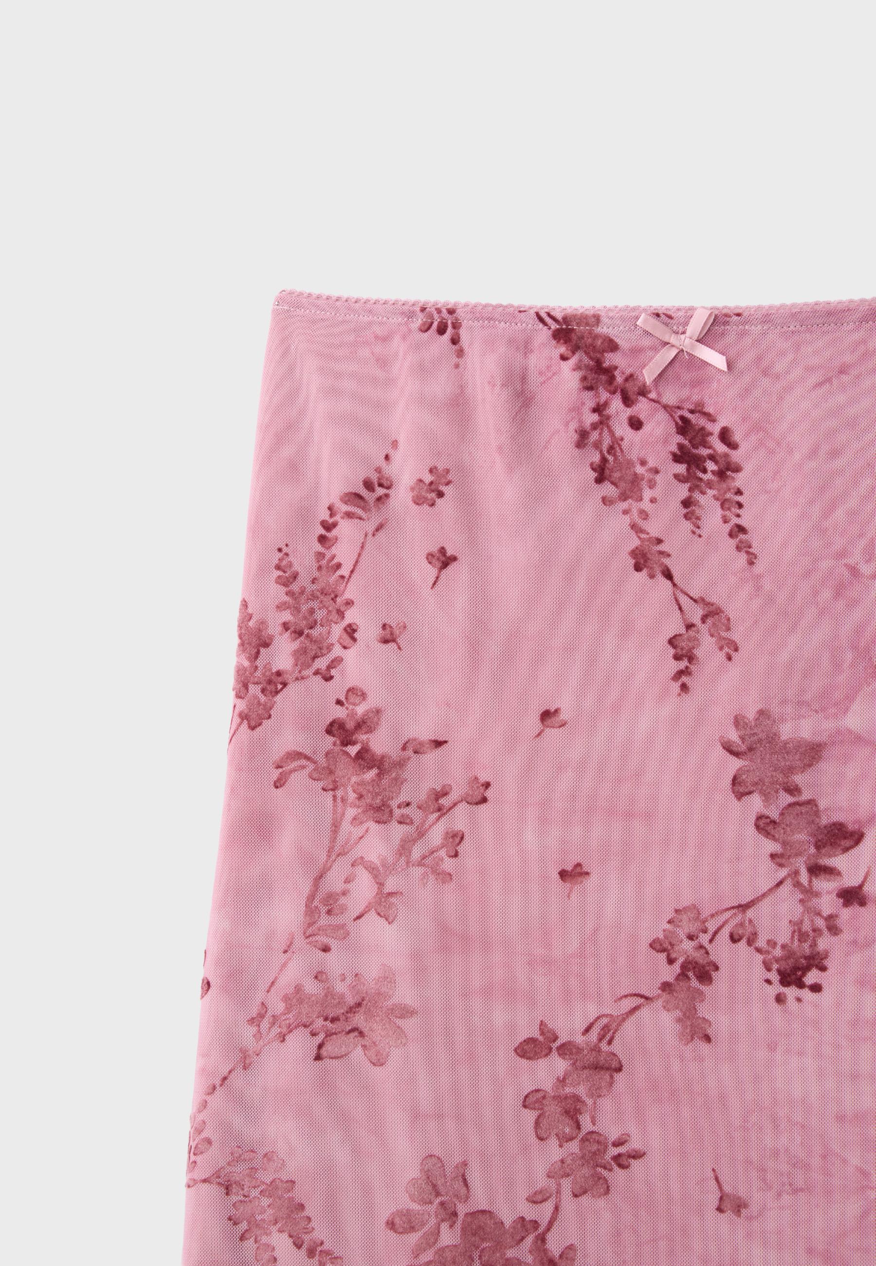 Straight tulle midi skirt — Salmon pink