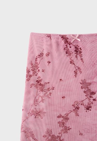 Straight tulle midi skirt — Salmon pink 9