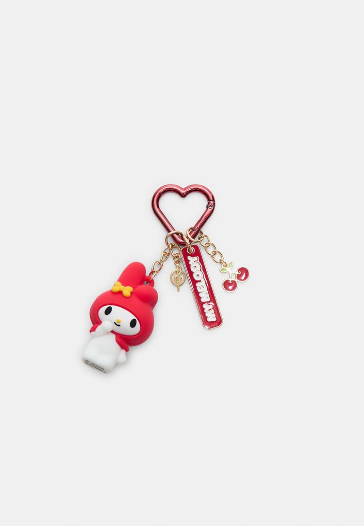 my melody hello kitty charm key ring