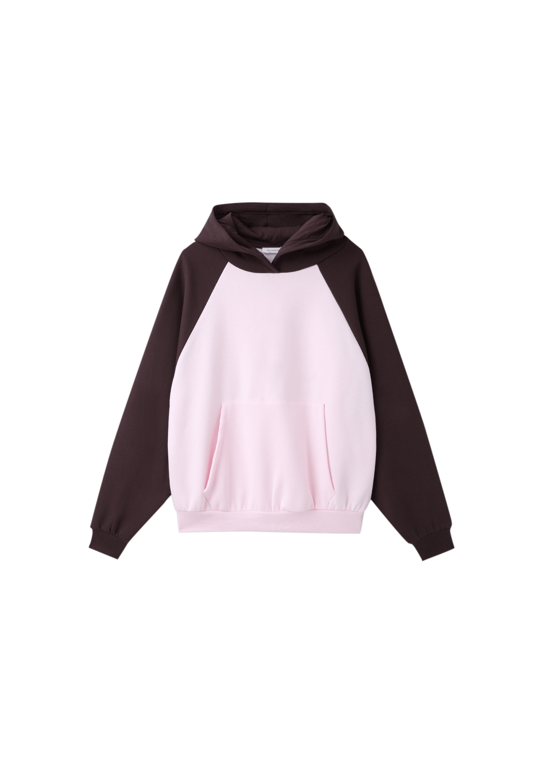 Contrast raglan sleeve hoodie — Pastel pink