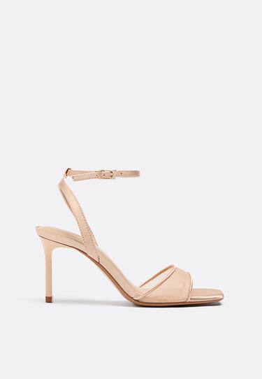 WIDE FIT. Satin effect heeled sandals — BEIGE 1