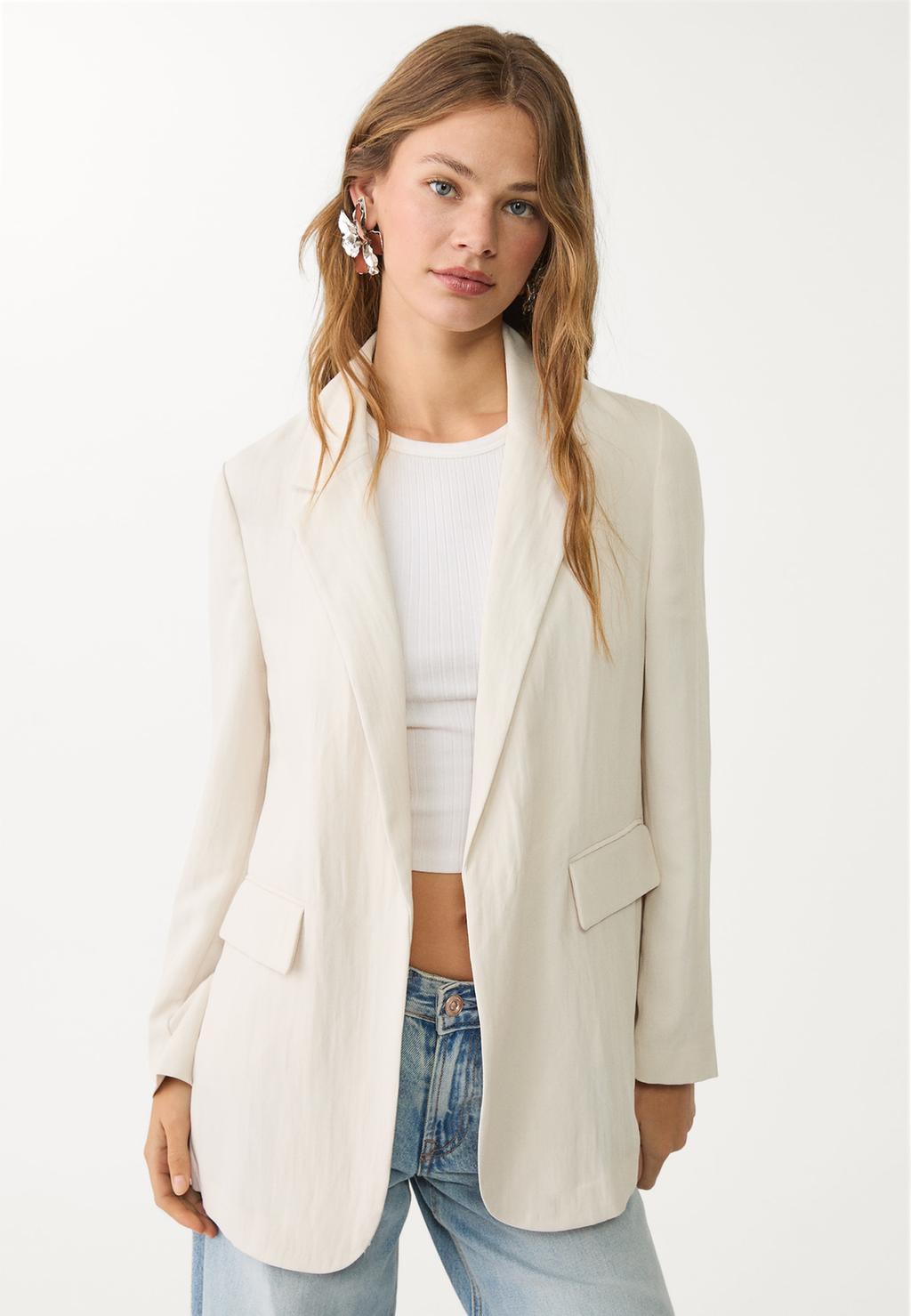 Creased flowing regular fit blazer