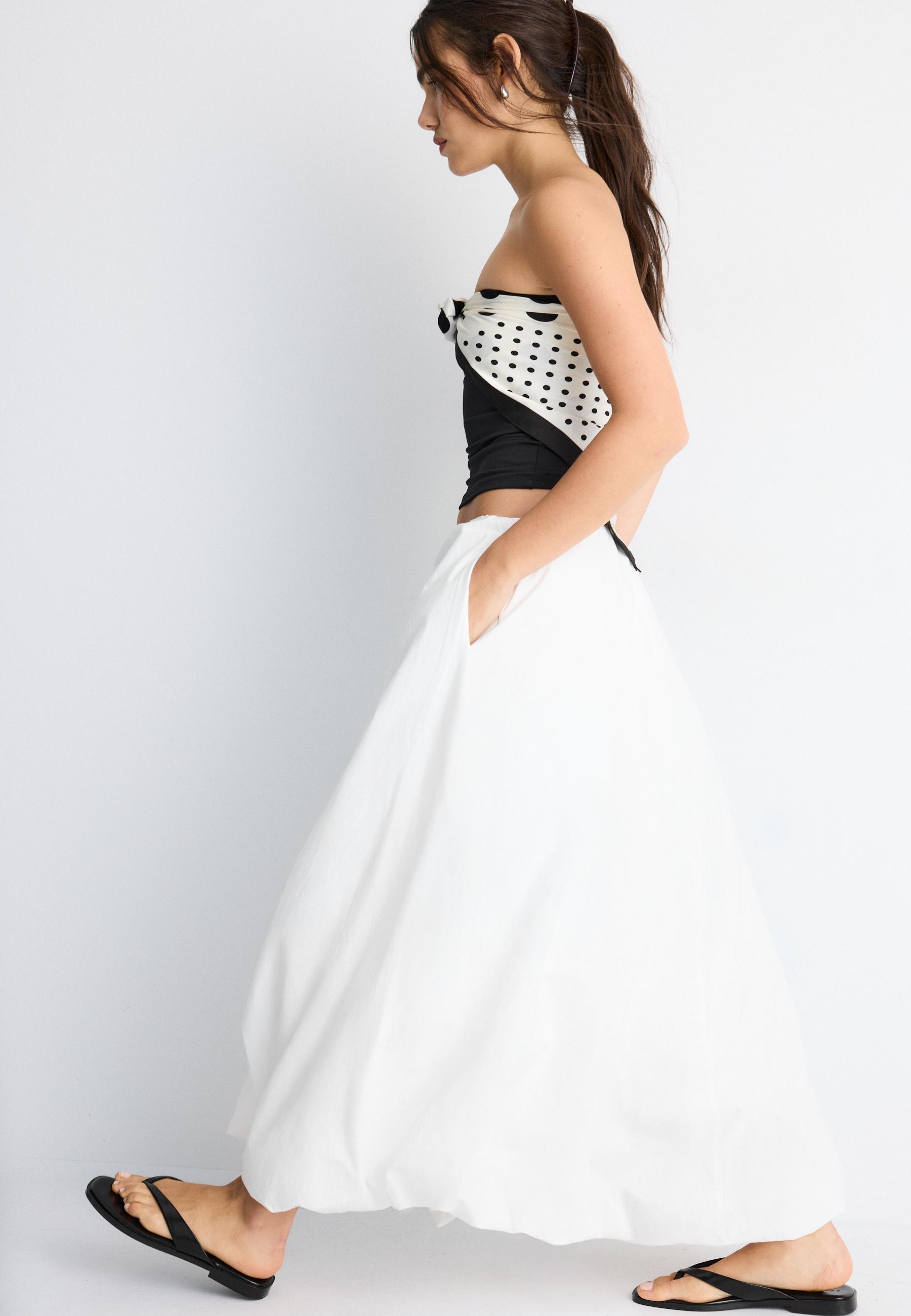 Poplin maxi balloon skirt — White