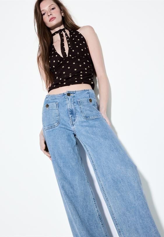 Stradivarius D77 Minimalist Jeans With Pockets Medium Light Blue Denim 12