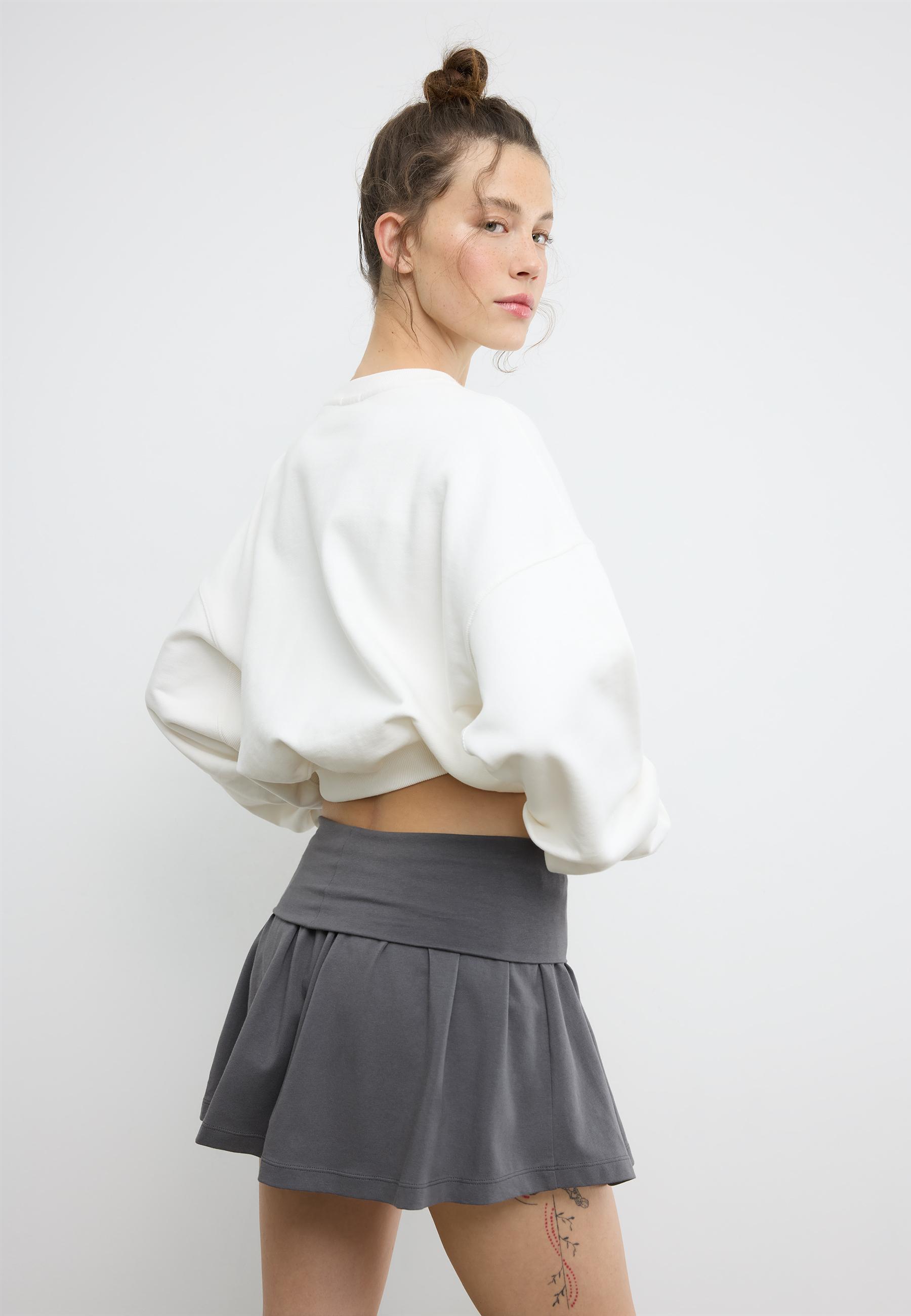 Wide-waist knit skort — Dark grey