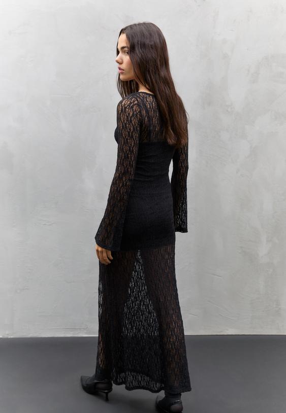 dantelli uzun elbise
