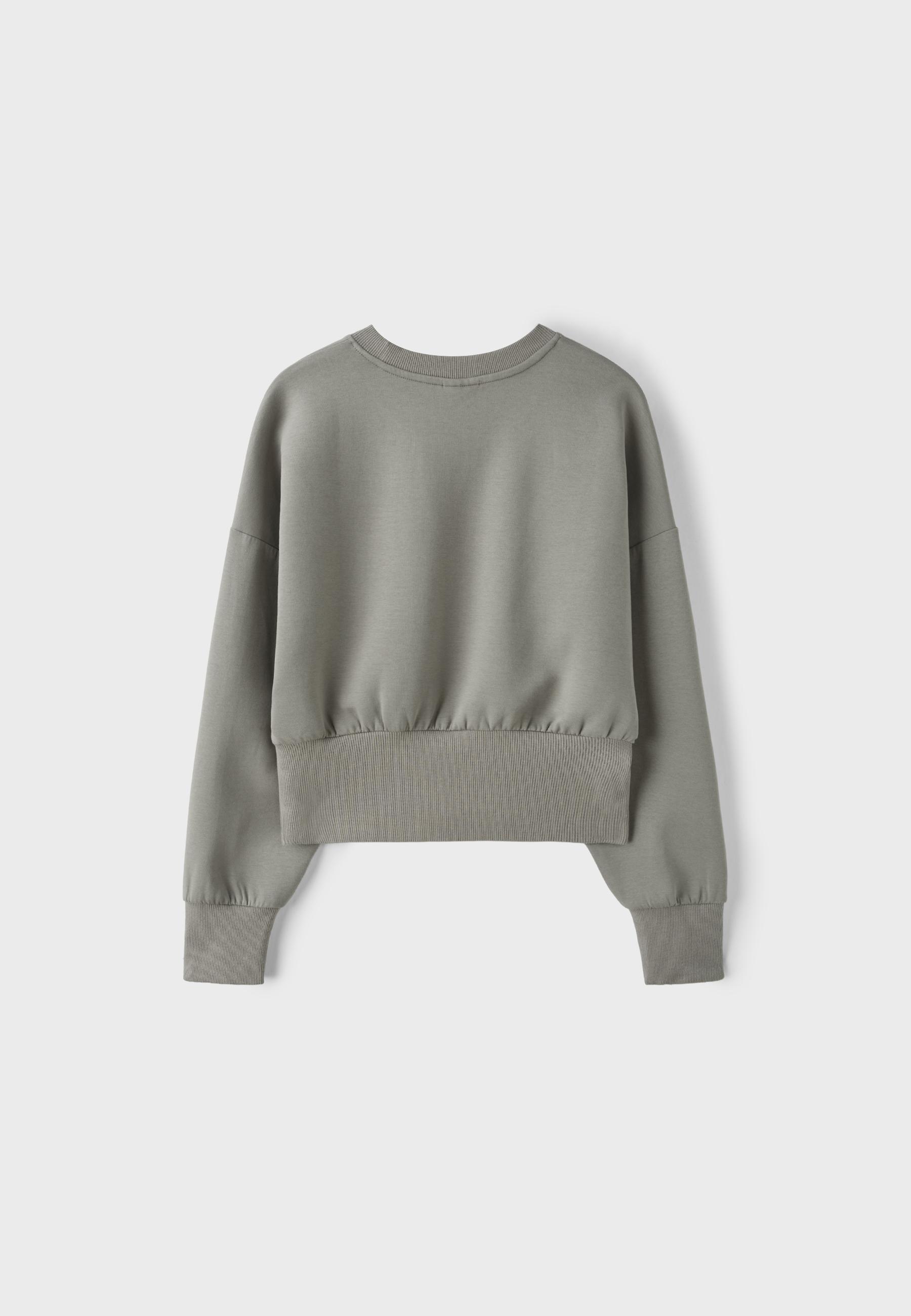 Cropped sweatshirt with wide waistband — Brown