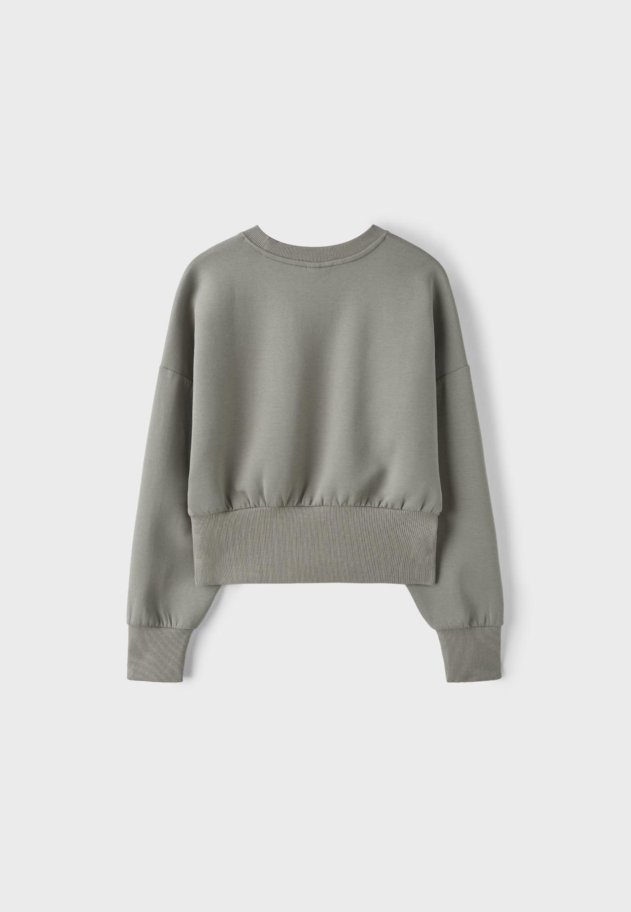 Cropped sweatshirt with waistband — Brown