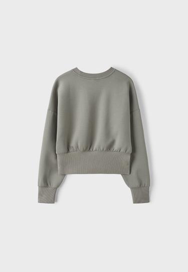 Cropped sweatshirt with waistband — Brown 8