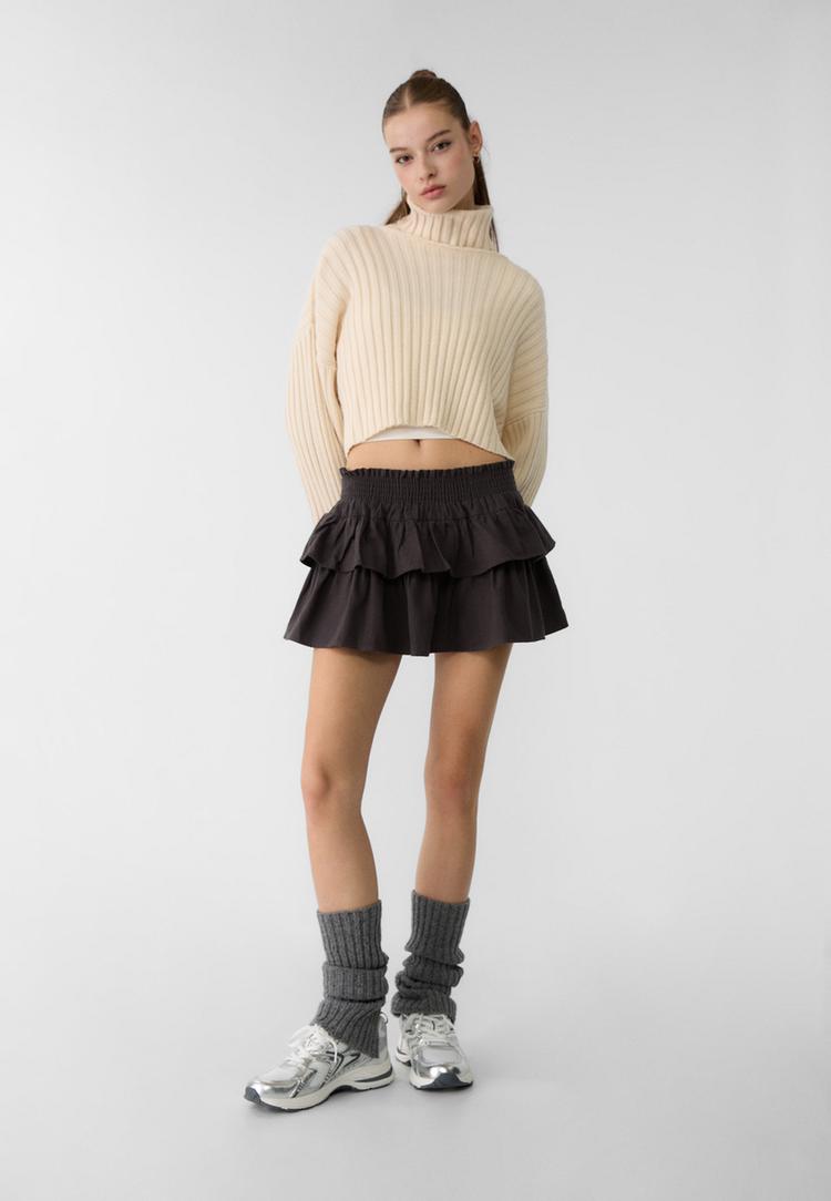 falda pantalon fluida volantes