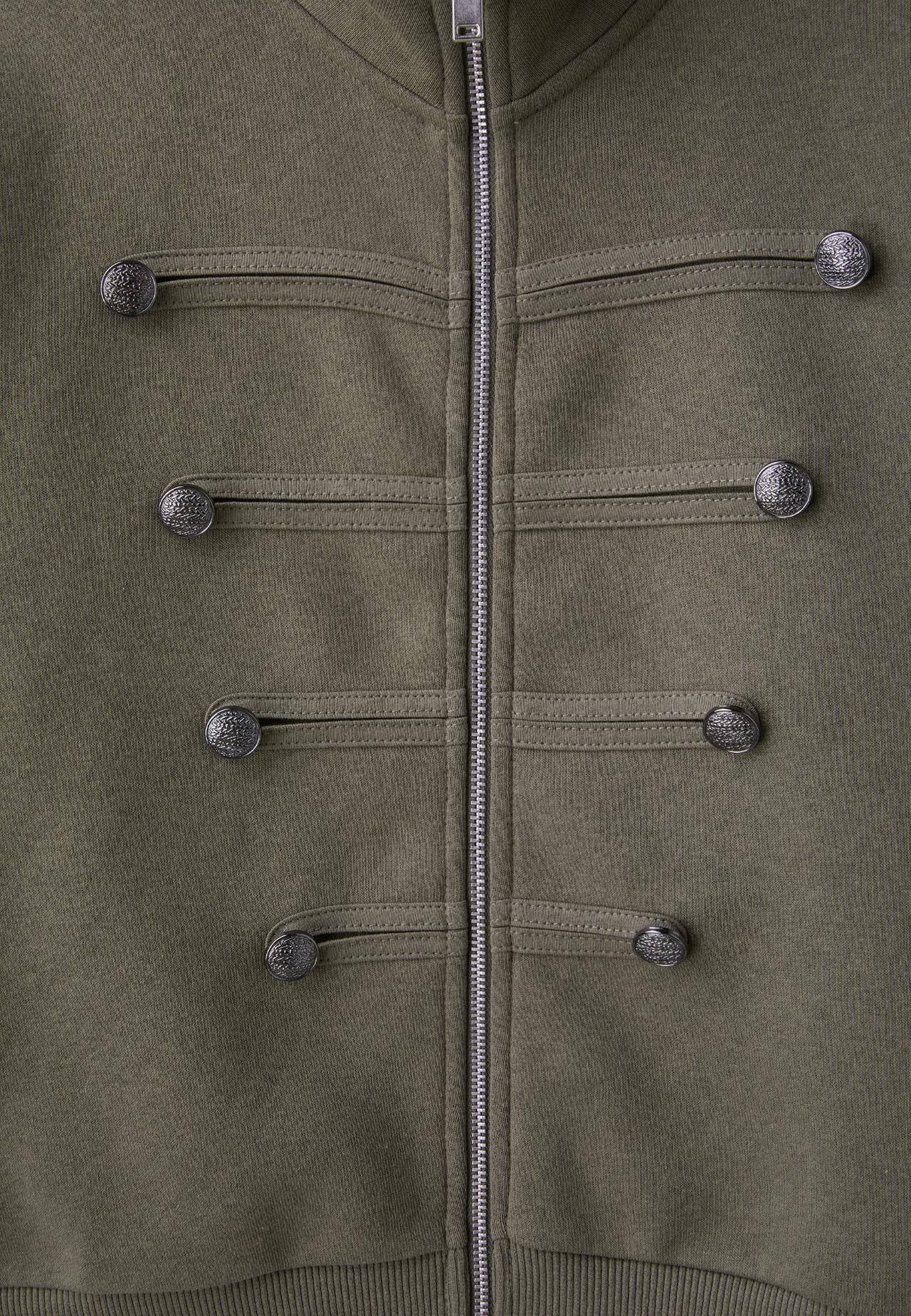 Zip-up sweatshirt with metal buttons — Khaki