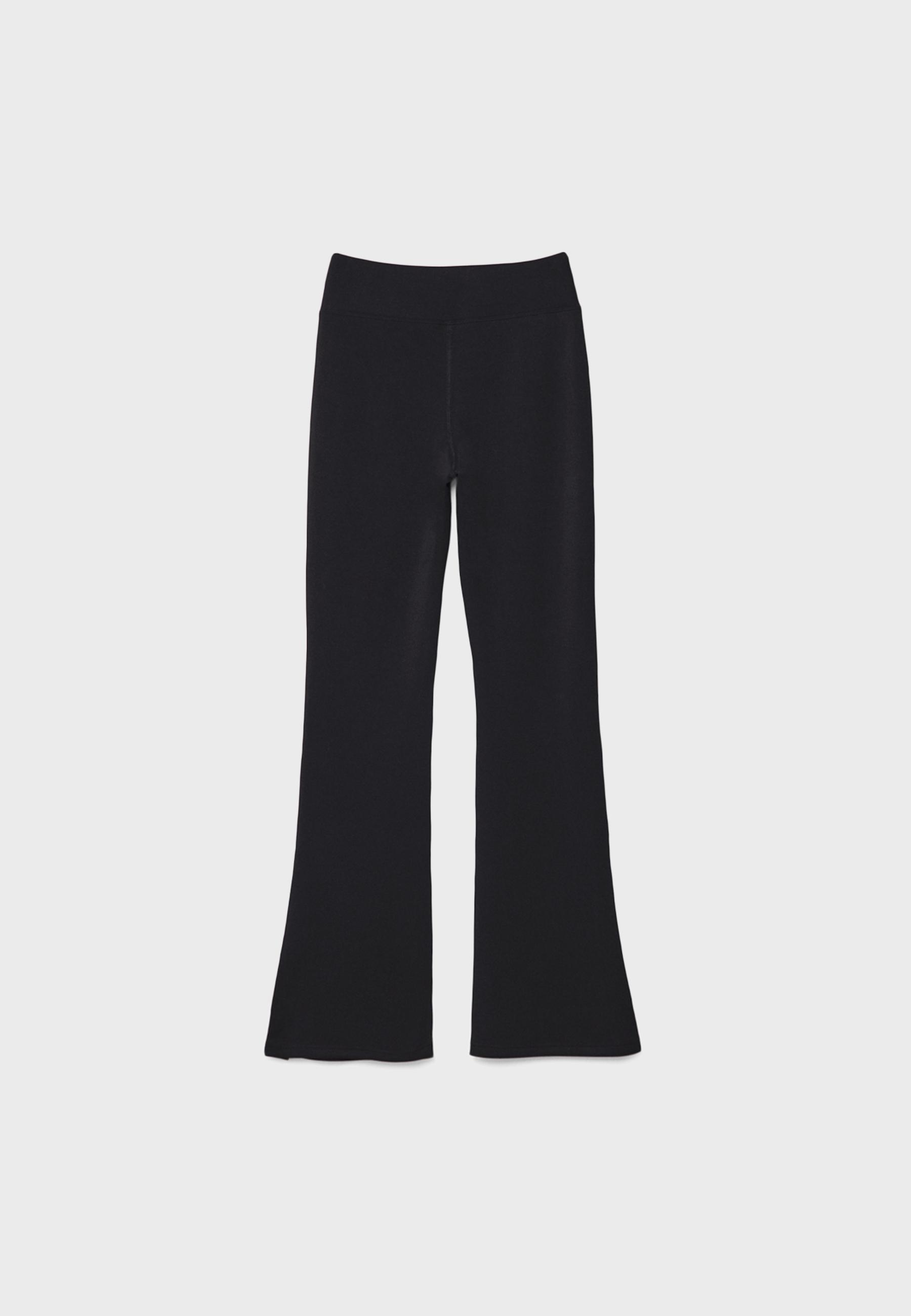 Soft-touch bell bottom trousers — Black