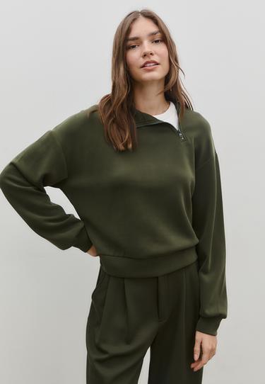 Yumuşak dokulu yan fermuarlı sweatshirt - Görsel 20