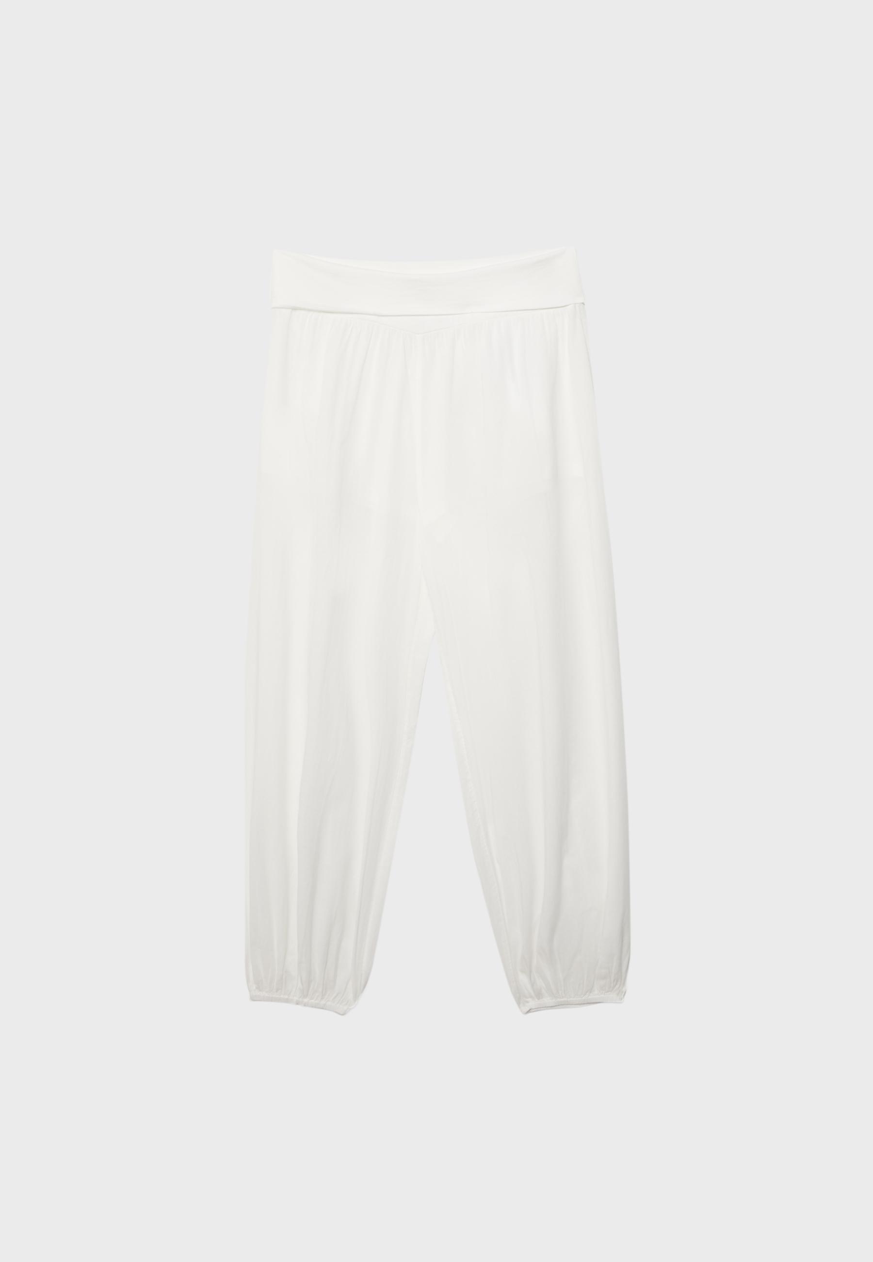 Balloon trousers with turn-down waist — Ecru