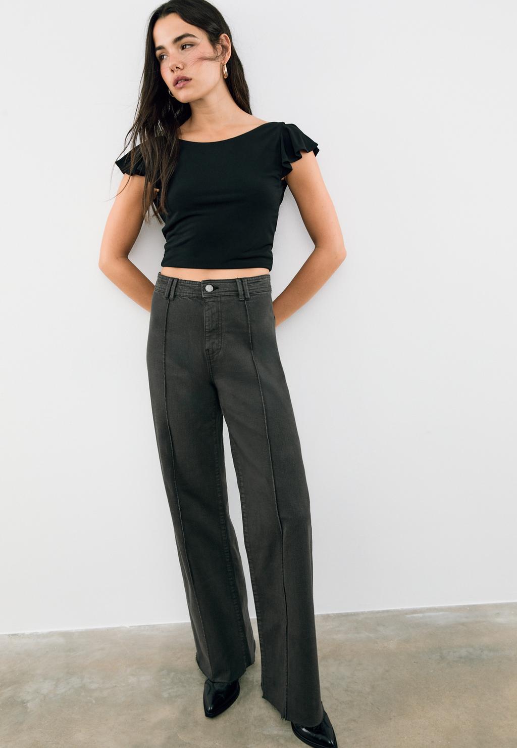 D63 Jeans wide leg coutures
