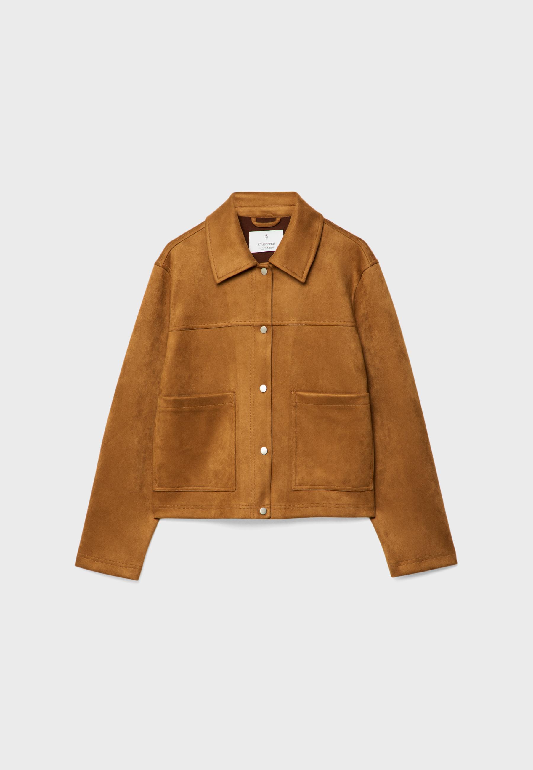 Faux suede jacket — Pale camel