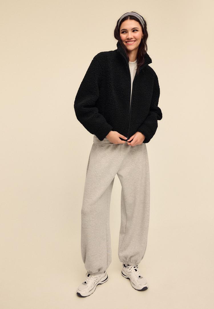 cazadora cremallera efecto borreguillo