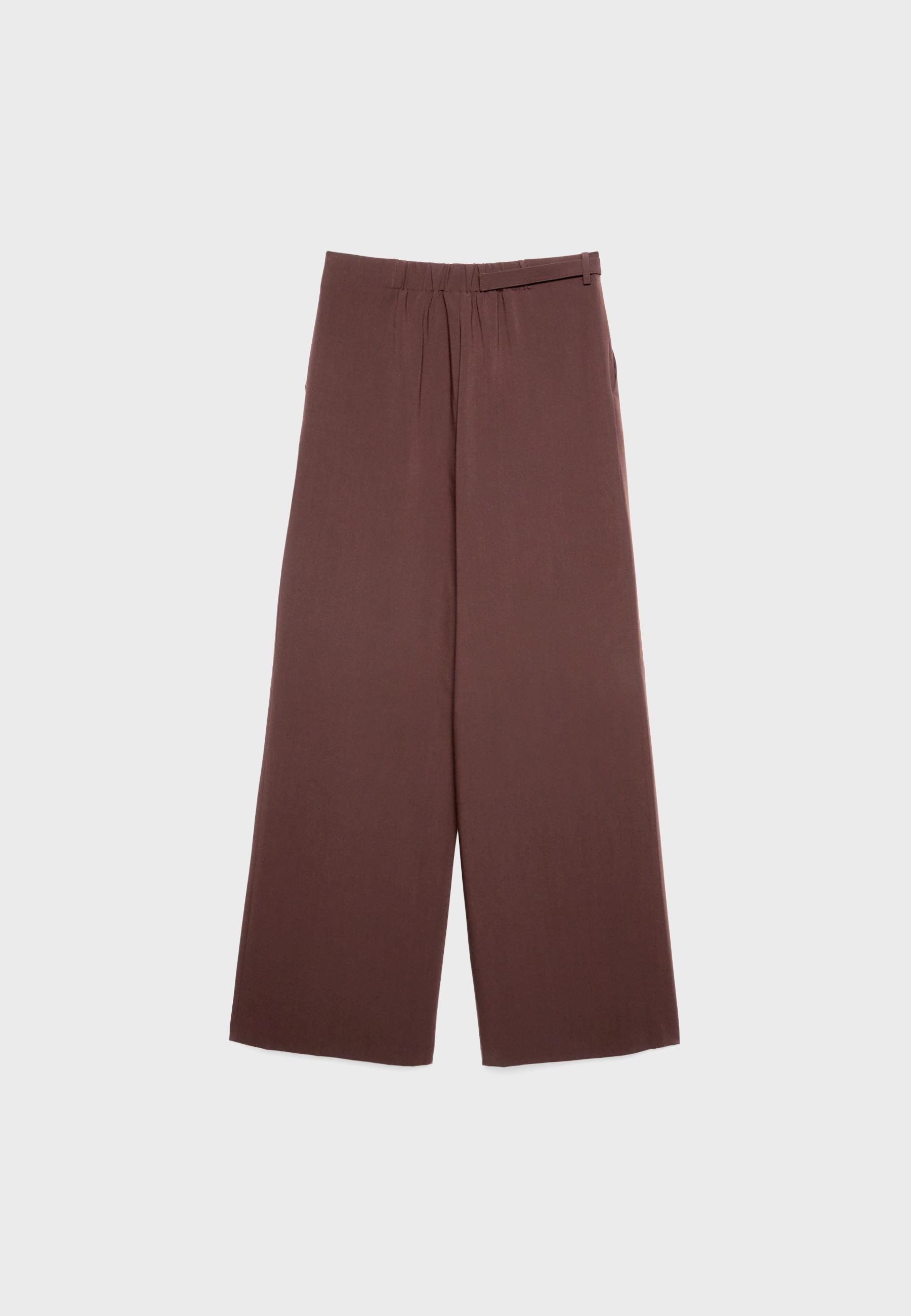 Wide-leg trousers with buckle detail — Brown