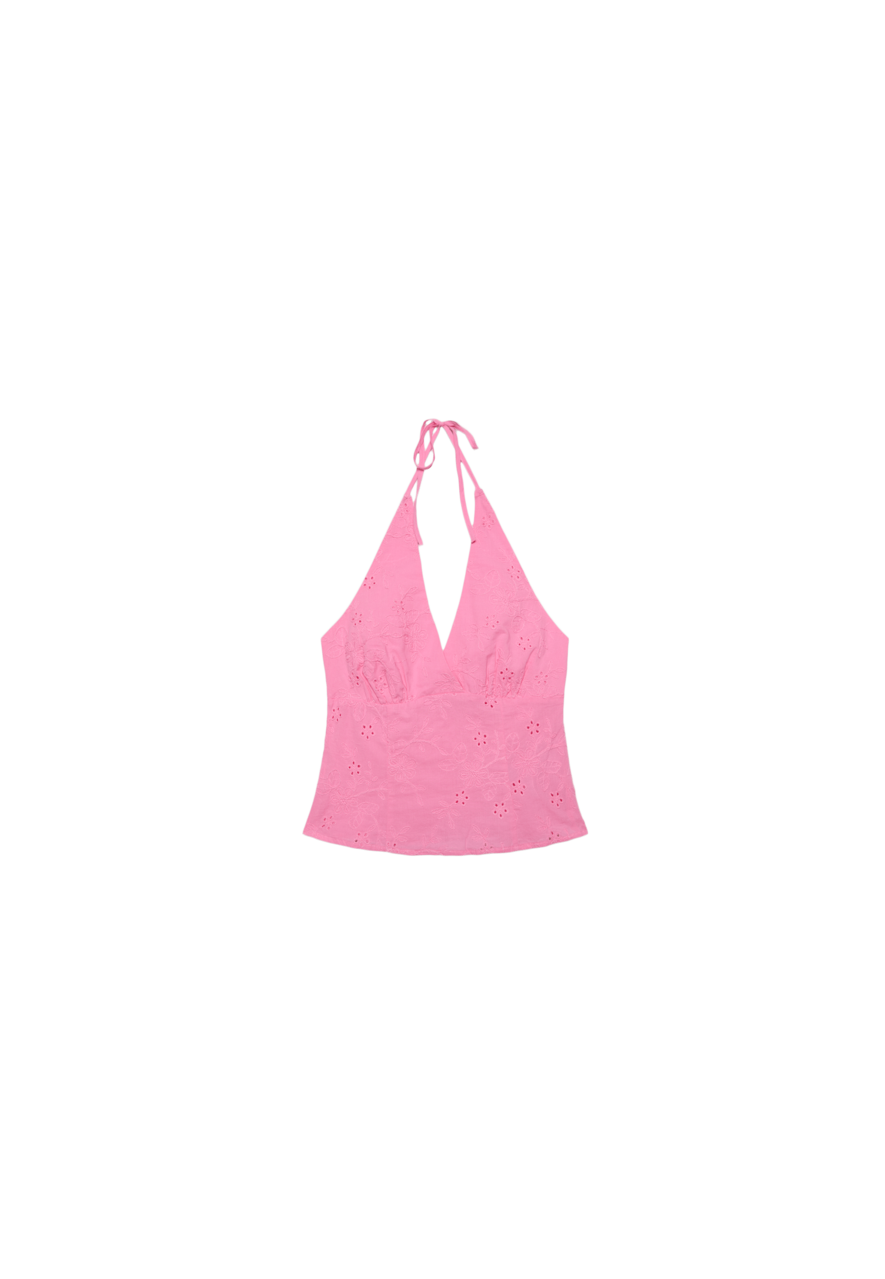Embroidered halter top — Bubblegum pink