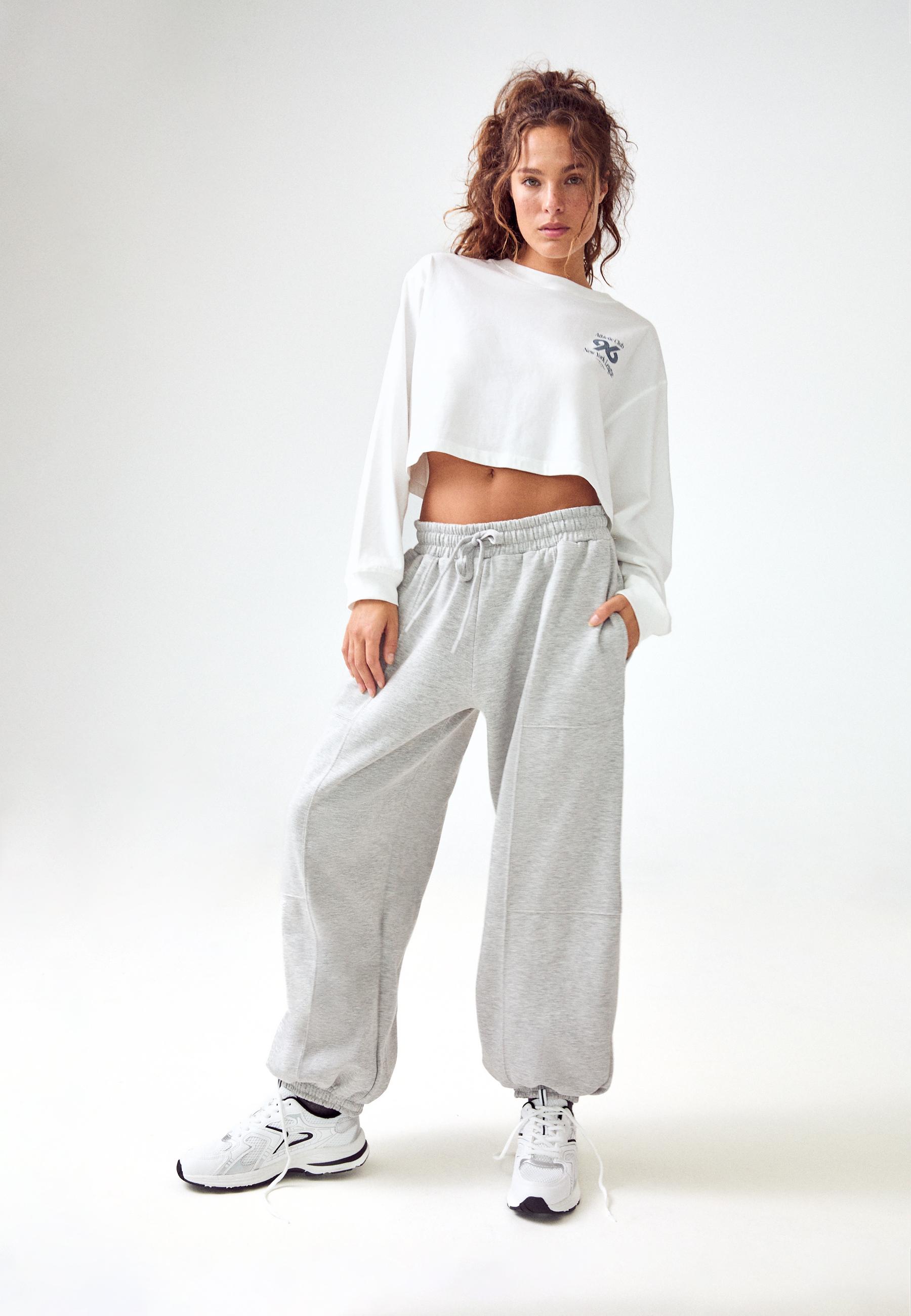 Plush balloon jogger trousers — Grey melange