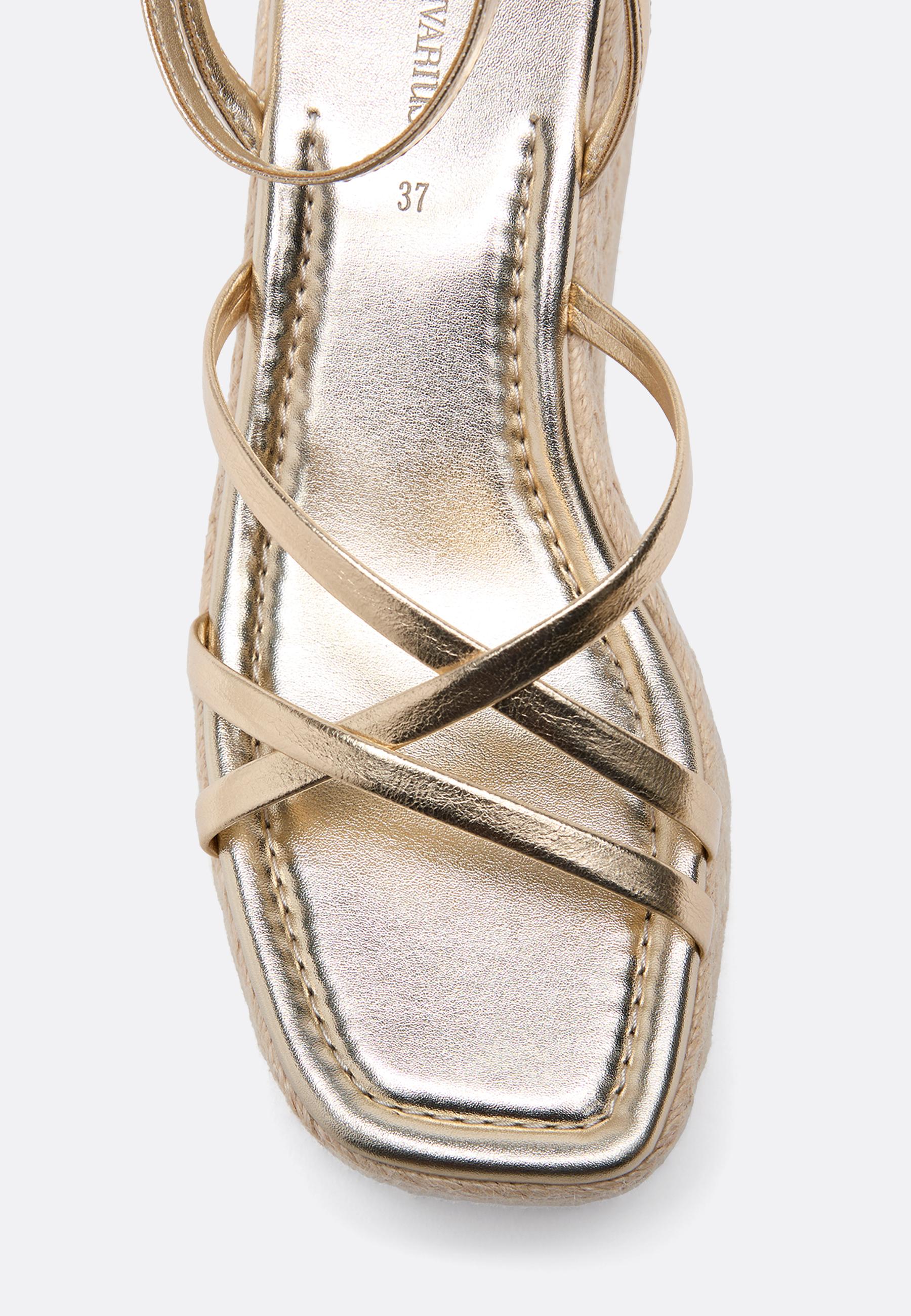 Jute platform wedge sandals — GOLD