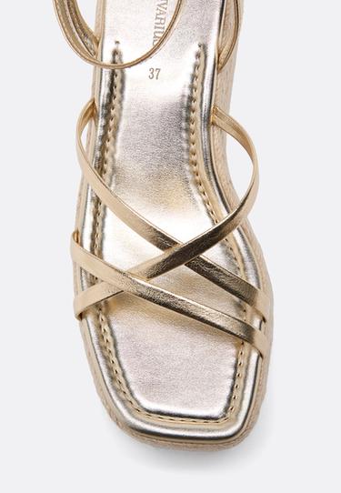 Jute platform wedge sandals — GOLD  4