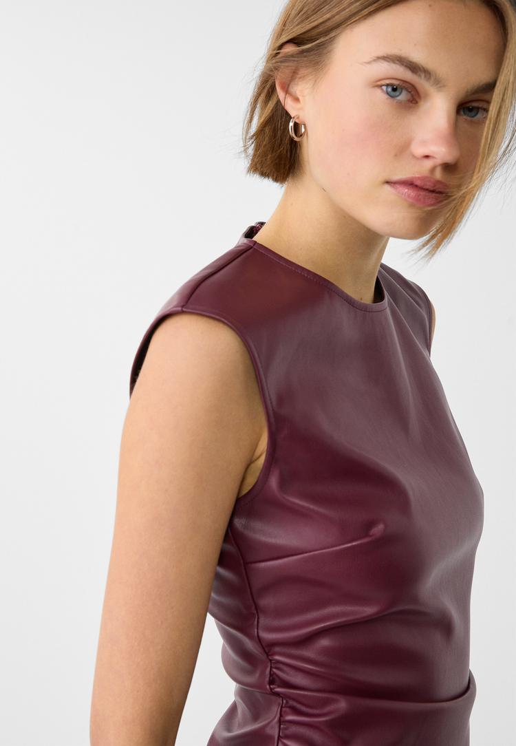 robe courte similicuir mini manches