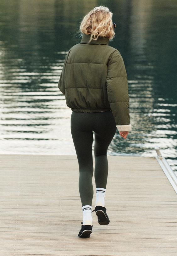 reversible faux shearling lined puffer jacket