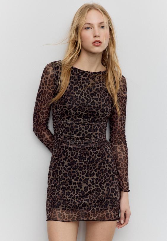 vestido corto tul estampado