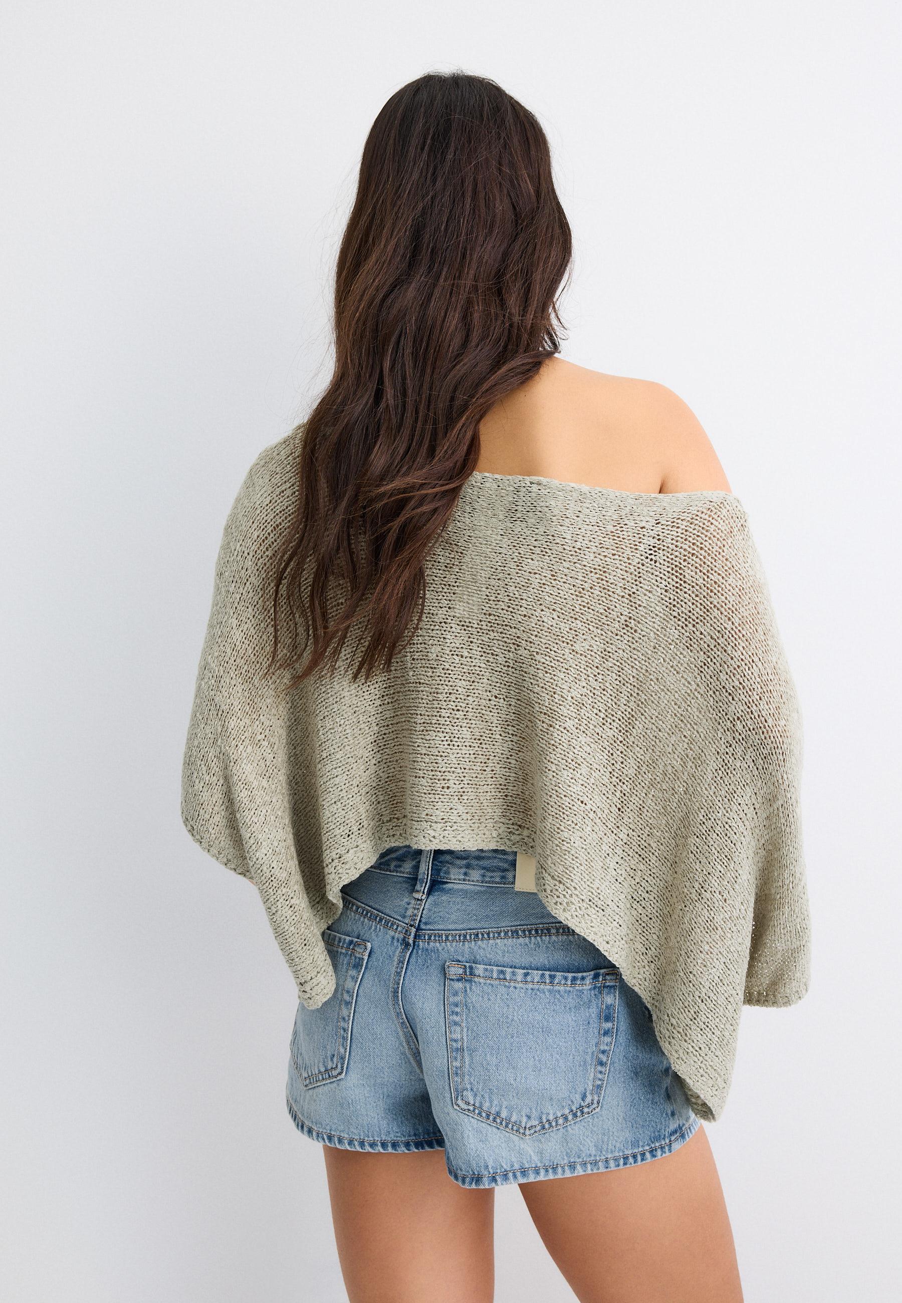 Basic cape knit jumper — Khaki