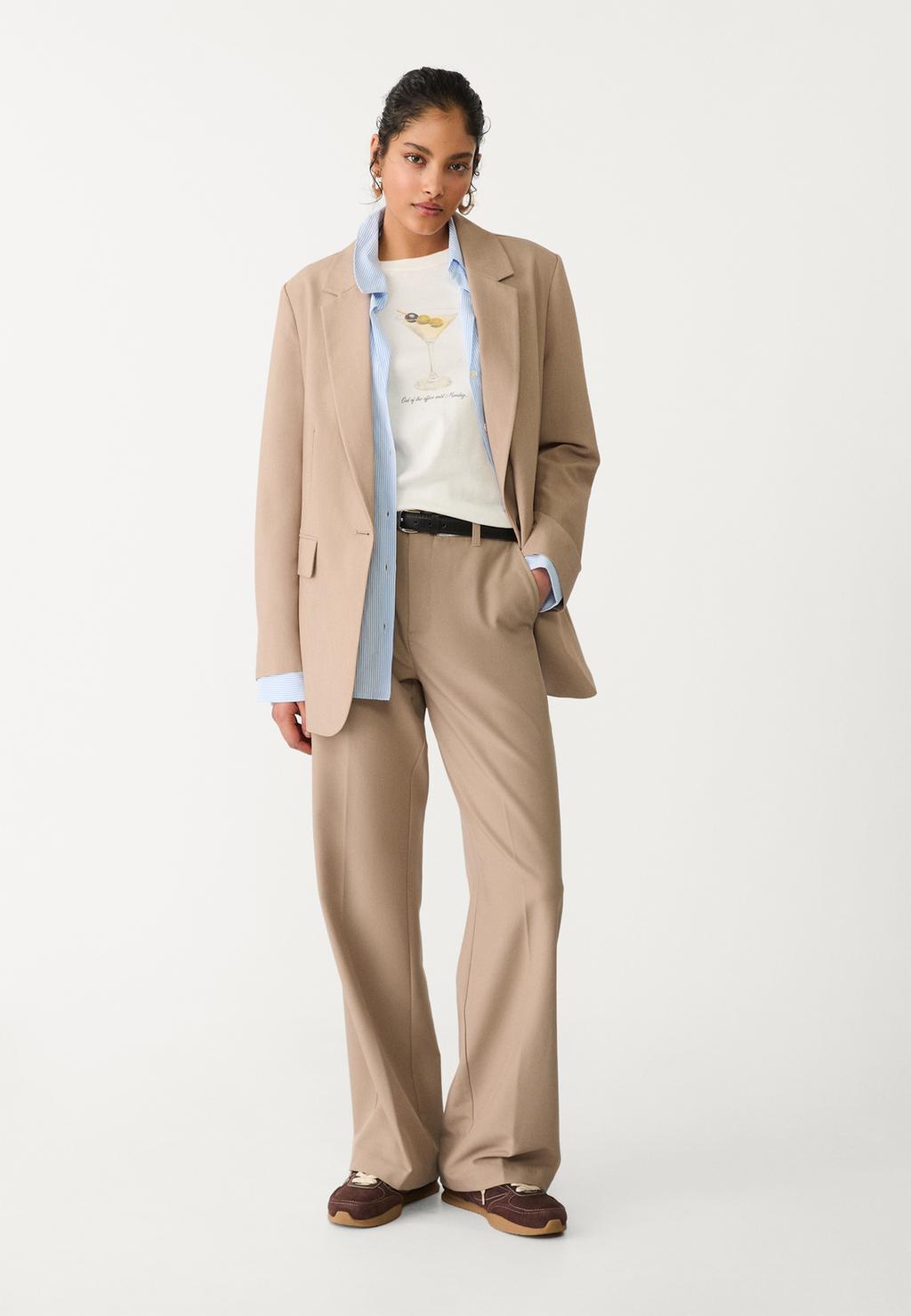 Flowing straight-leg smart trousers with belt