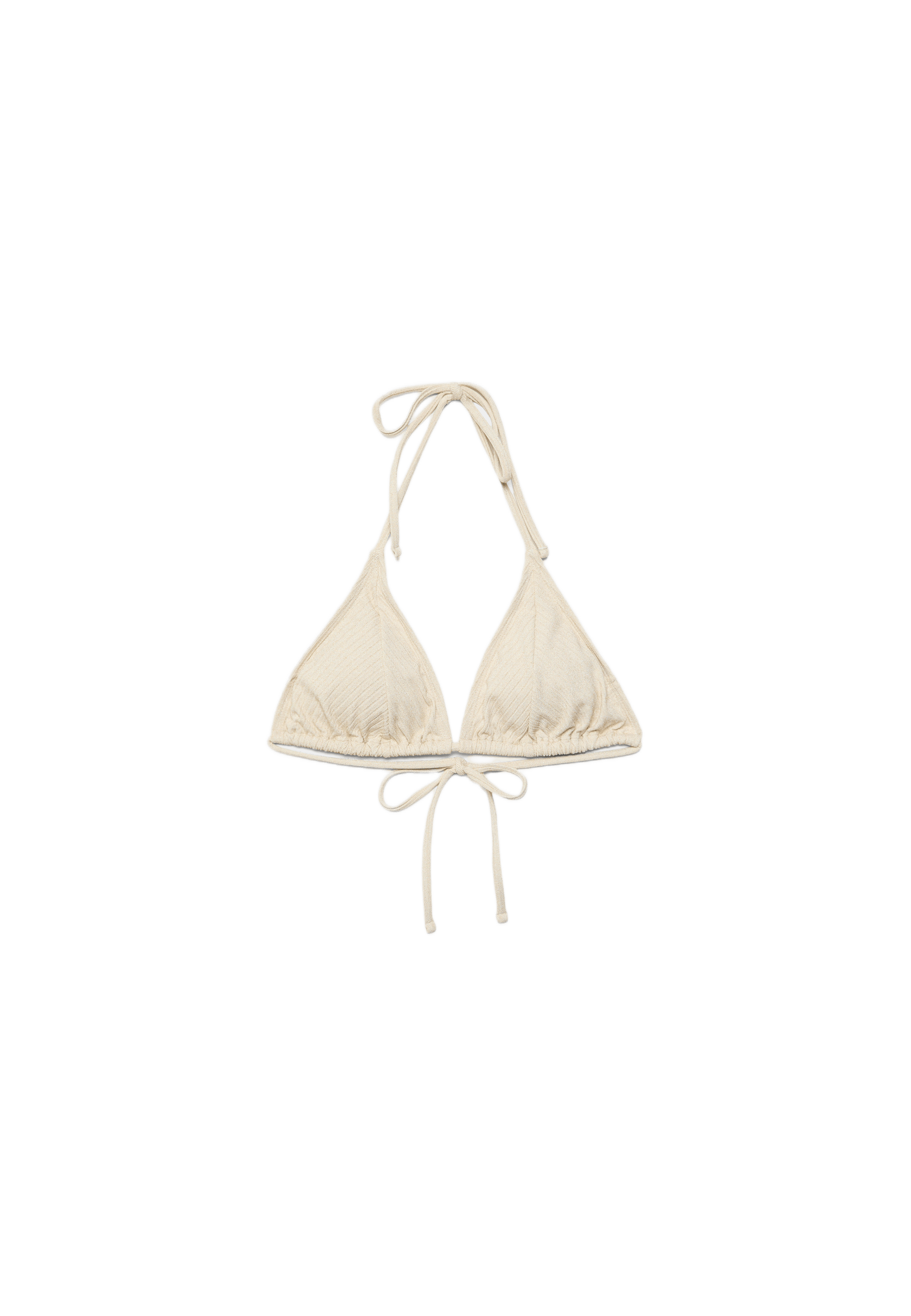 Shimmer ribbed triangle bikini top — Ecru