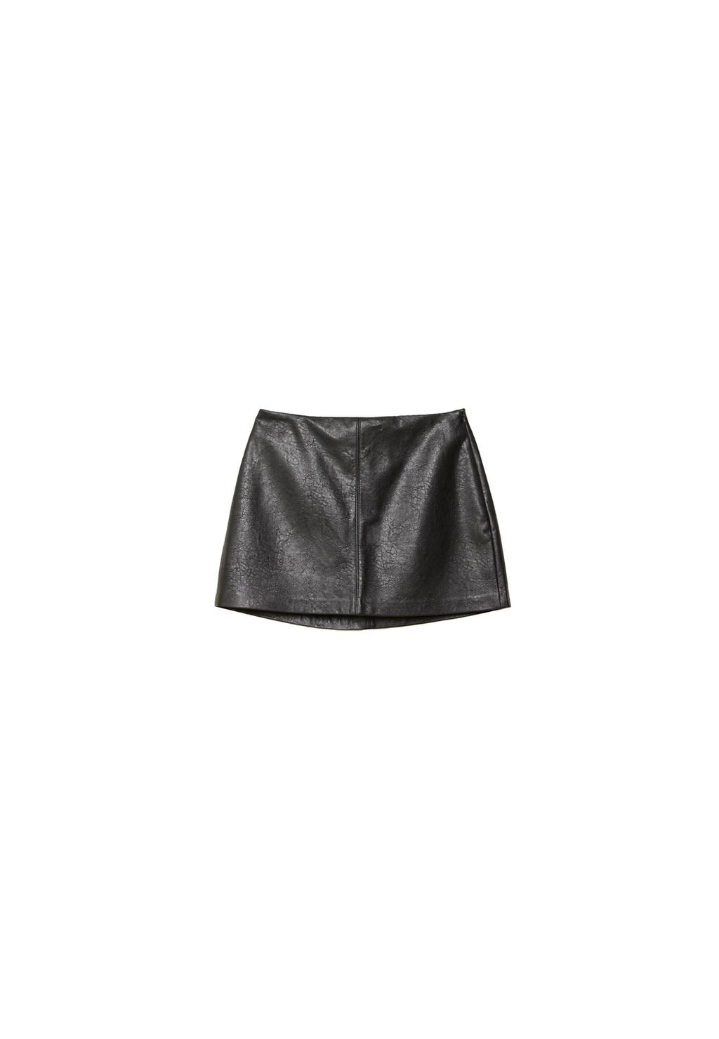Falda pantalón mini efecto piel