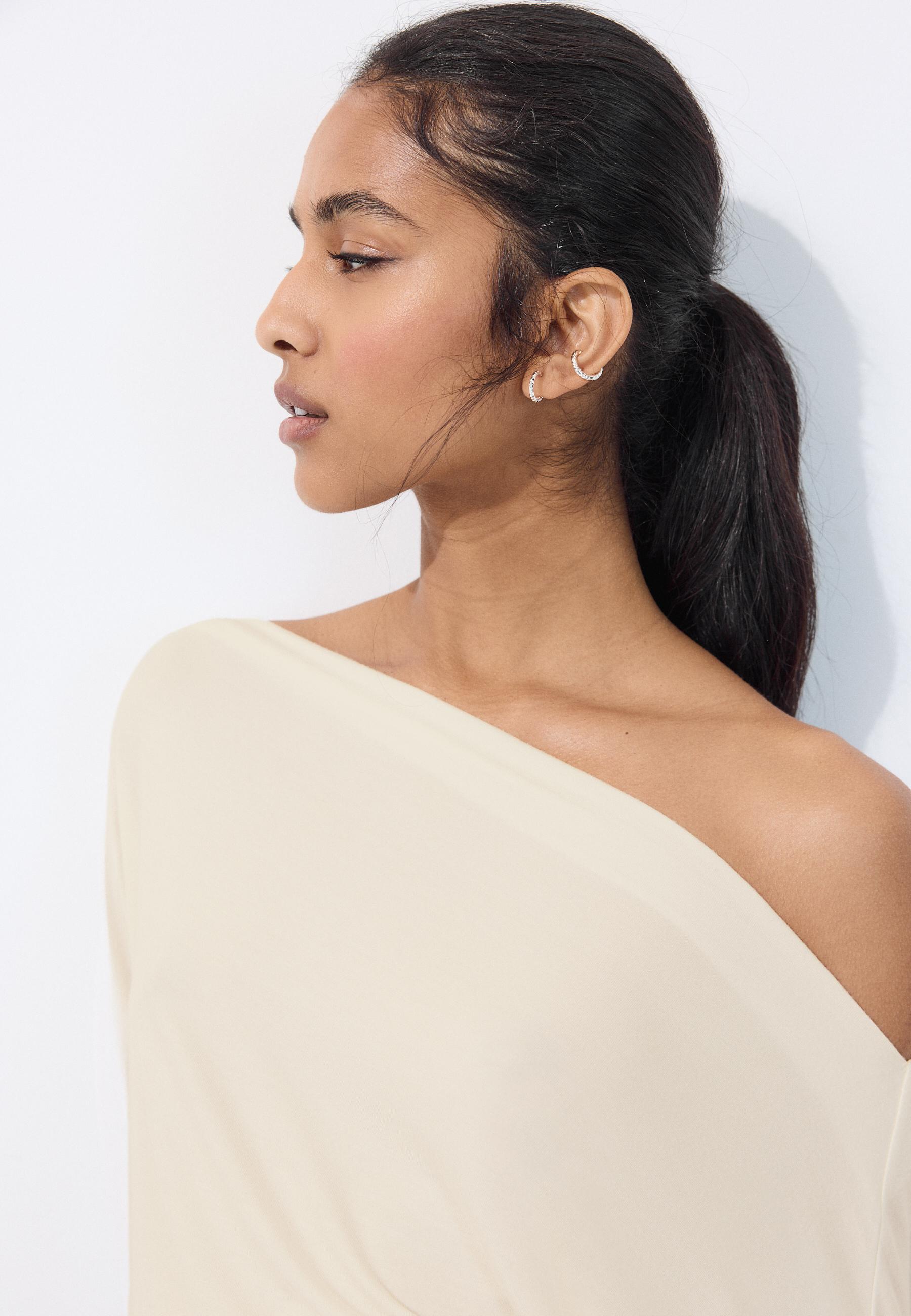Asymmetric modal top — Ecru